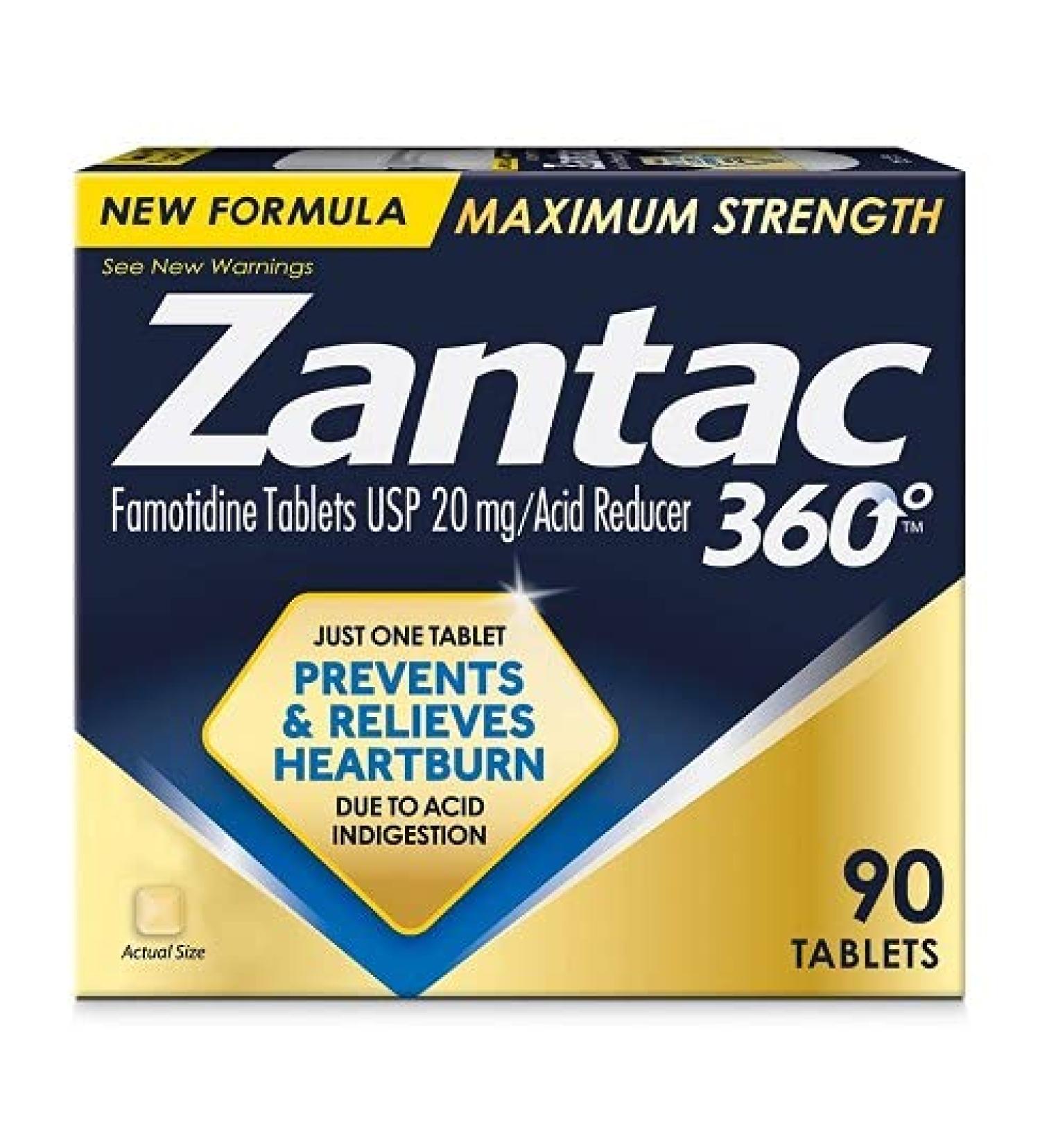 Zantac 20mg Digestive Health Tablets - 90ct | Fast-Acting Relief | Heartburn & Acid Indigestion Support - Buy Online on GoSupps.com