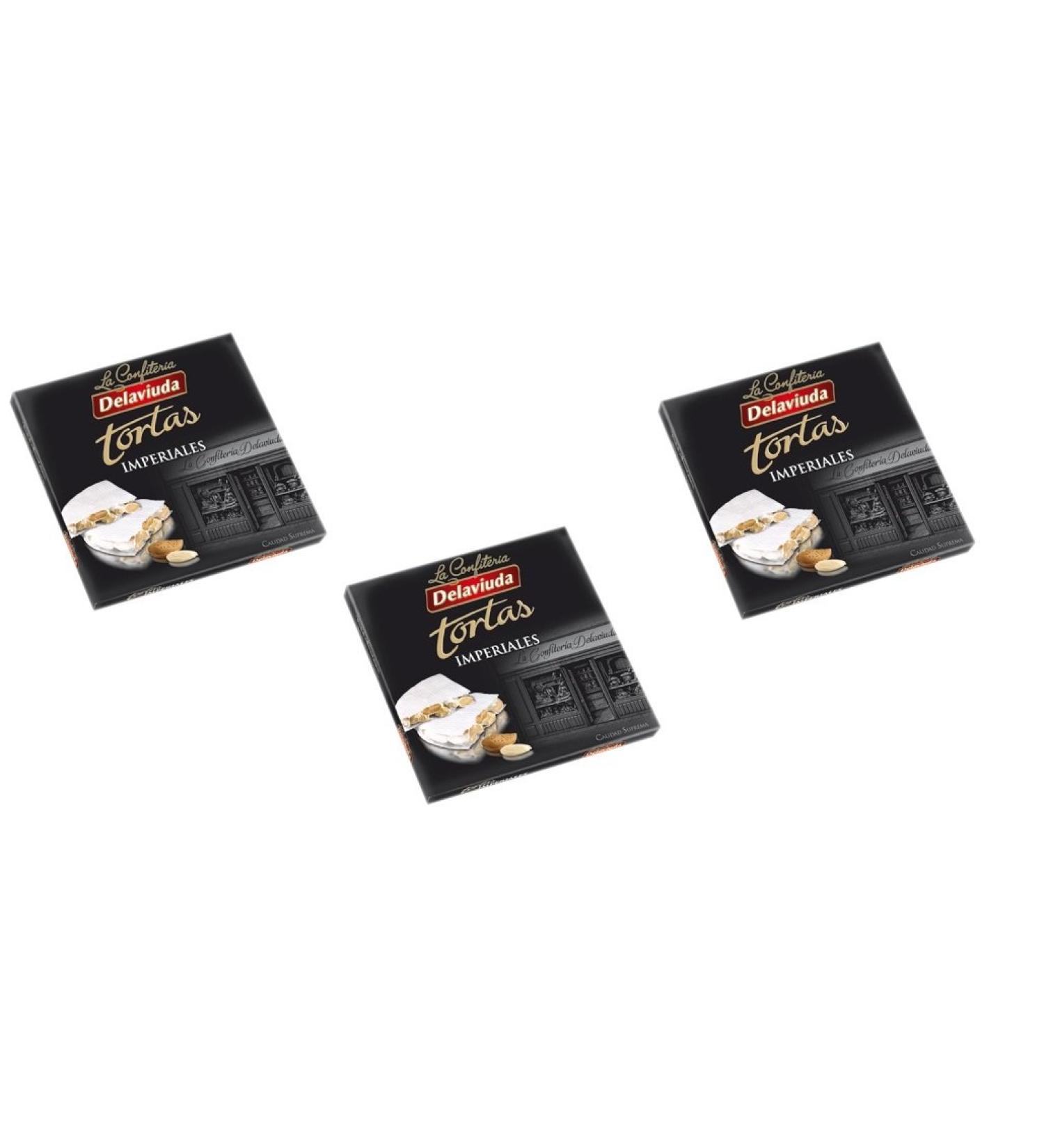 Delaviuda - Pack includes 3 Turron Torta Imperial, Hard Almond Nougat Gallette - Supreme Quality - 200g (Gluten Free) - (Turron) Spanish Product / Spanish Nougat