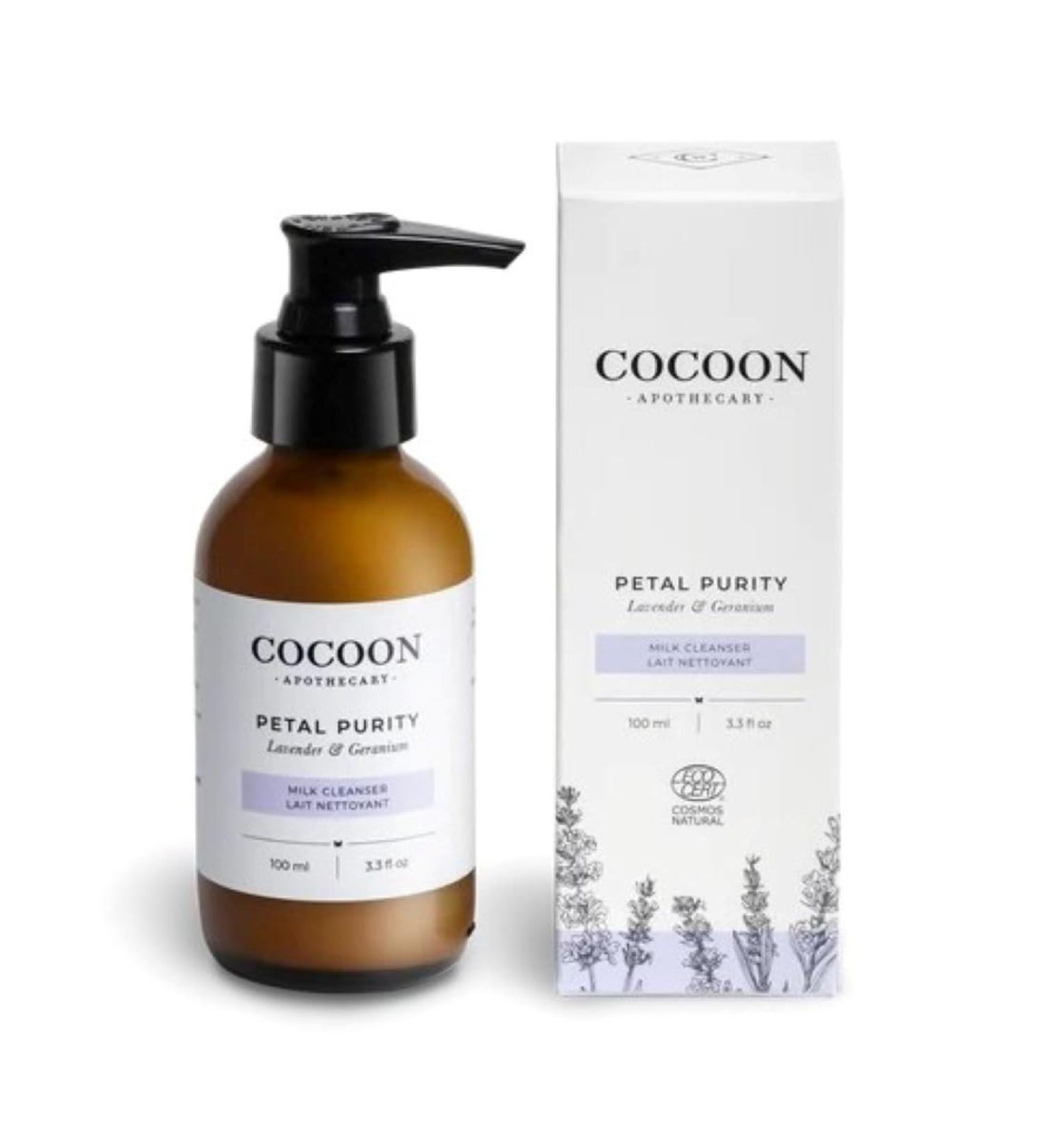 COCOON APOTHECARY Petal Purity Milk Cleanser 3.3 fl oz | Ecocert Cosmos Natural | Face Cleanser For Sensitive/Dry/Normal Skin | Coconut Oil Almond Oil Lavender Geranium 3.3 Fl Oz (Pack of 1) - Buy Online on GoSupps.com
