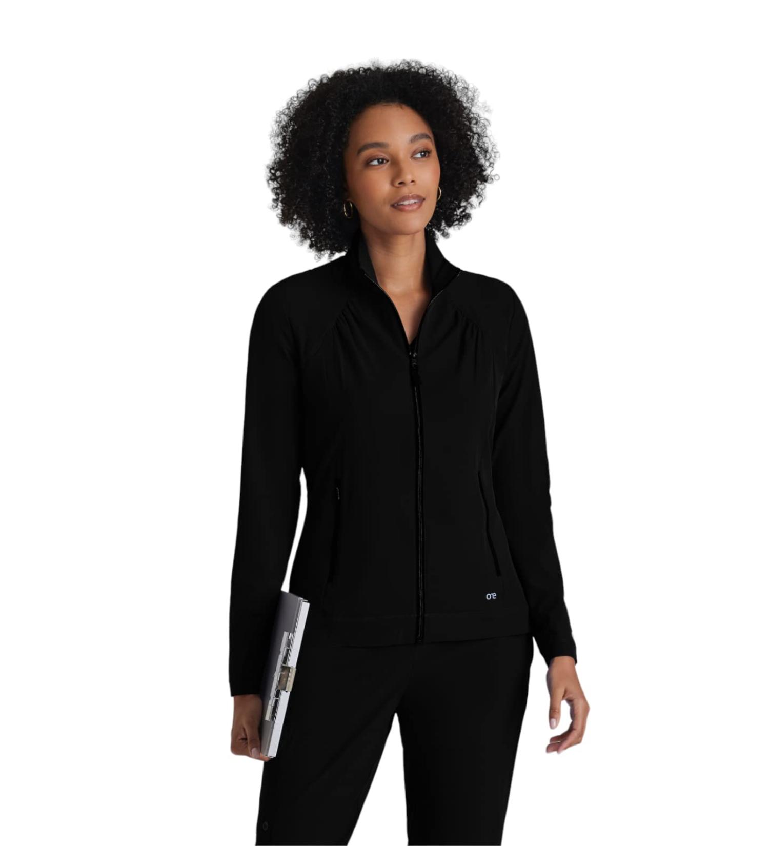 BARCO One Endure Women's Scrub Jacket - Zip Front, Anti-Wrinkle, 4-Way Stretch, Medium Black - Buy Online on GoSupps.com