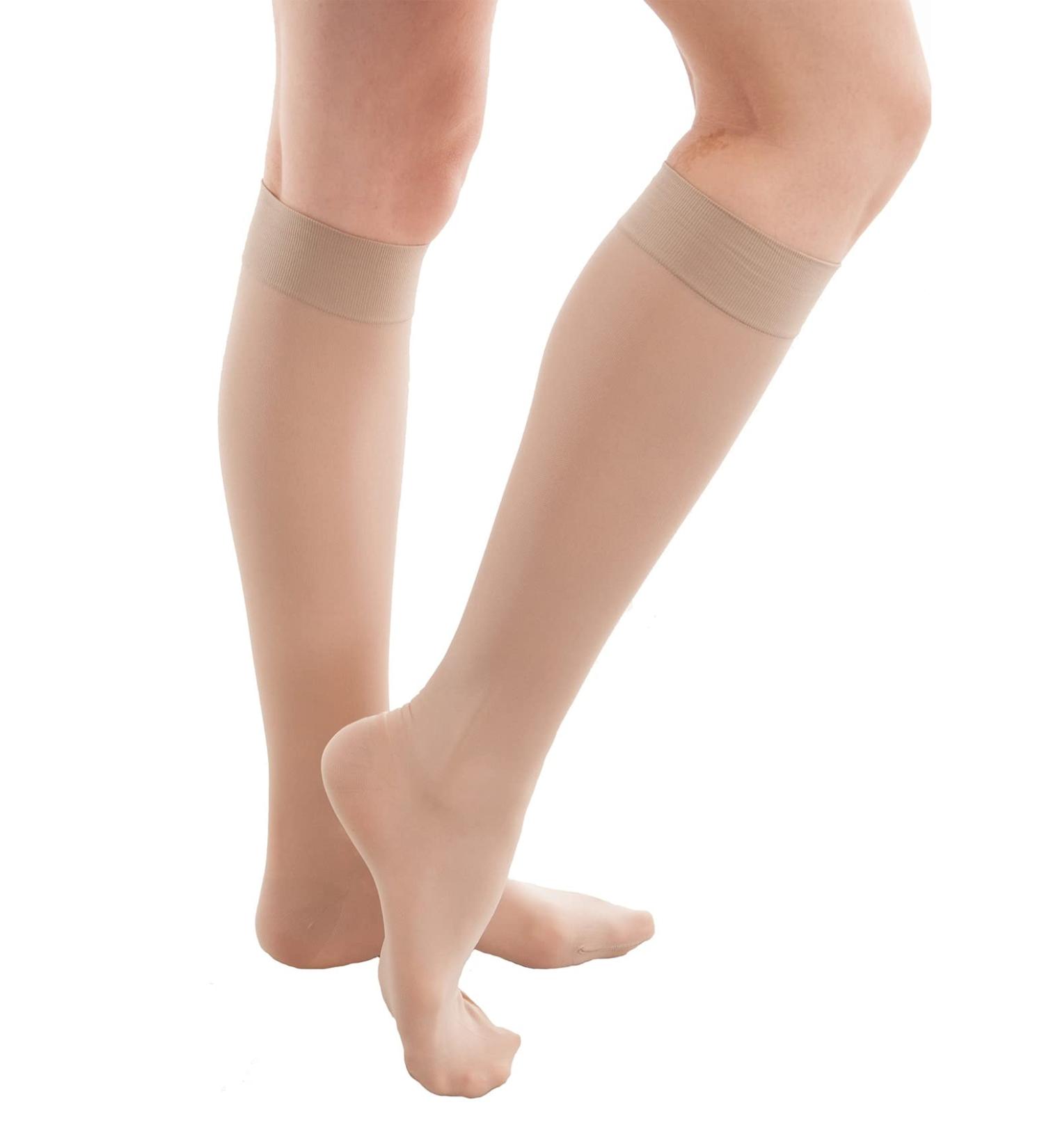 GABRIALLA Sheer Knee High Compression Stockings - 20-22 mmHg, Closed Toe, Small Beige - Buy Online on GoSupps.com