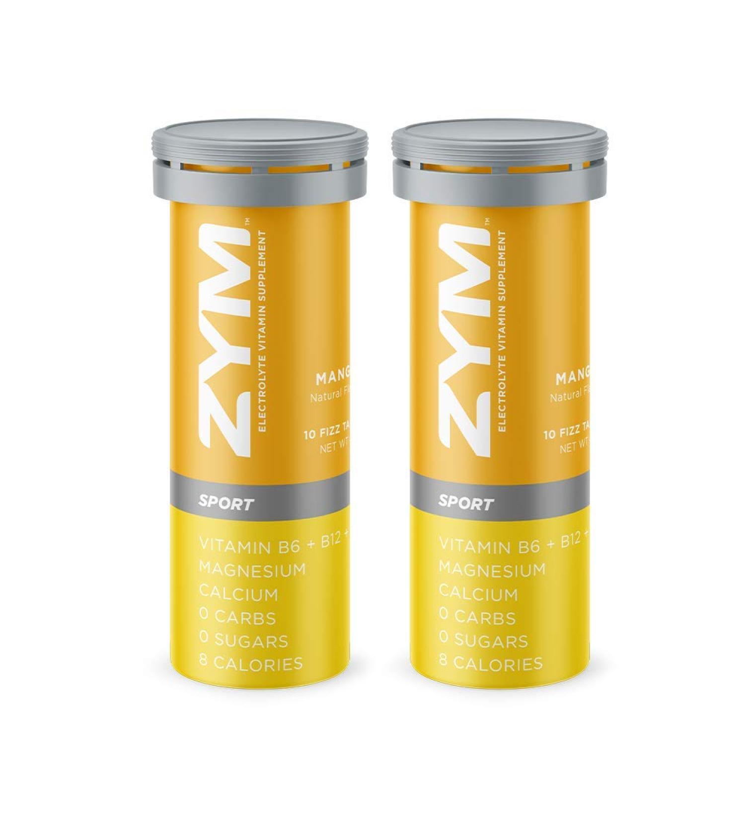 ZYM Sport Electrolyte Effervescent Tablets - Natural Hydration & Energy Supplement (Mango 2 Pack - 10 Count) | Fast Electrolyte Replacement for Active Lifestyles - Buy Online on GoSupps.com