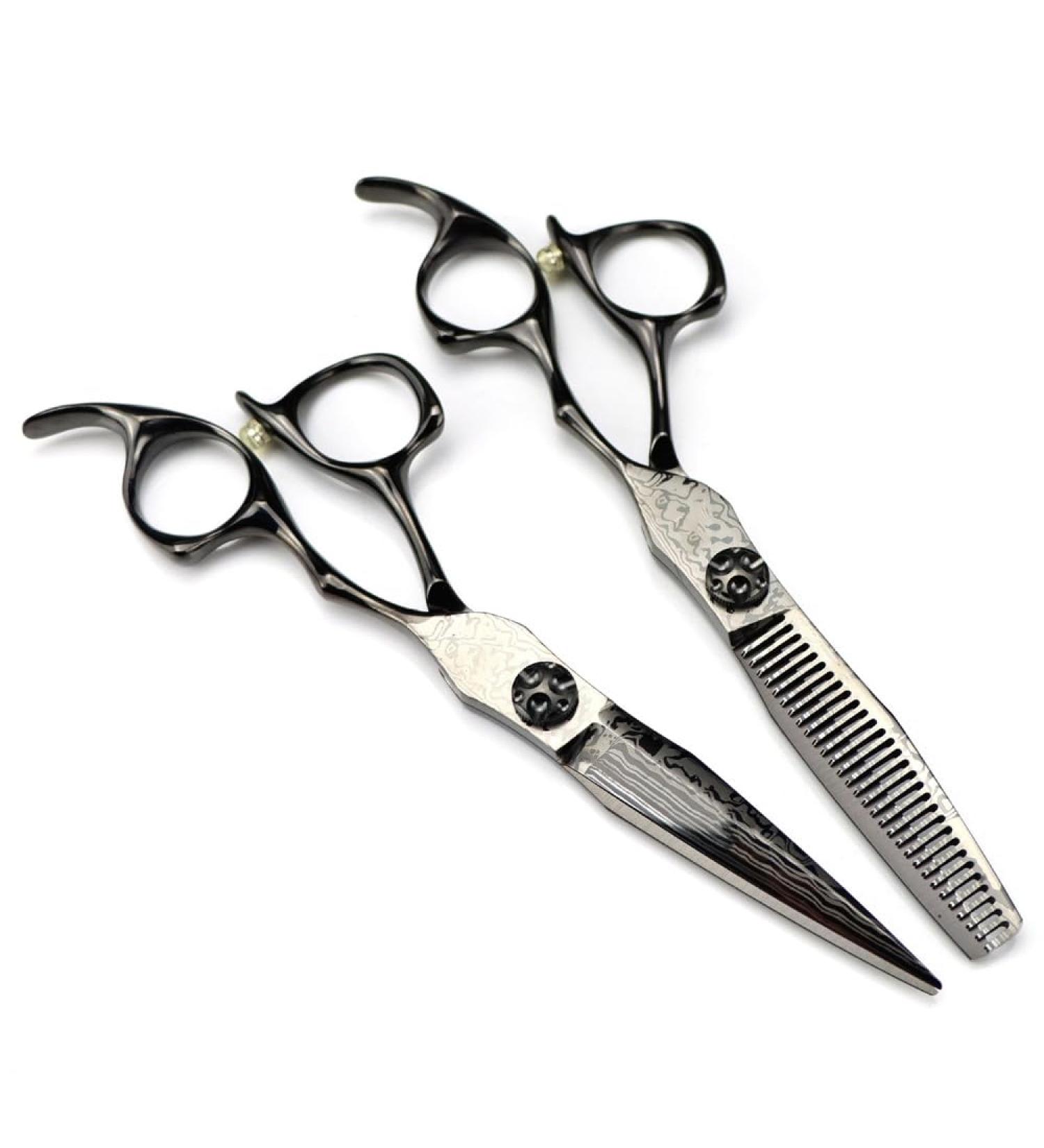 Hair Cutting Scissors 6 Inch Professional Damascus Steel Scissor Black Hair Scissors Haircut Thinning Barber Makas Cutting Shears Hairdressing Scissors Set - Buy Online on GoSupps.com