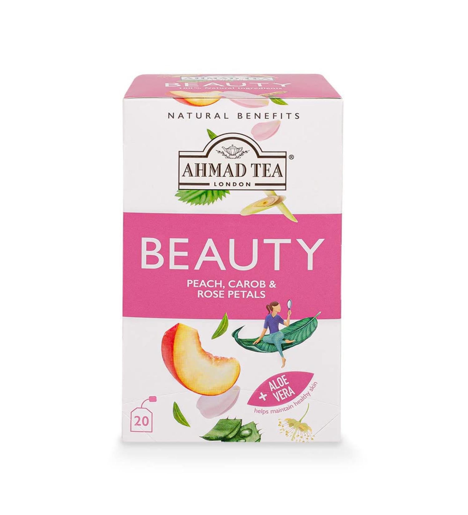 Ahmad Tea Peach Carob & Rose Petals Beauty Infusion 20 Teabags - 20 Count Pack - Buy Online on GoSupps.com