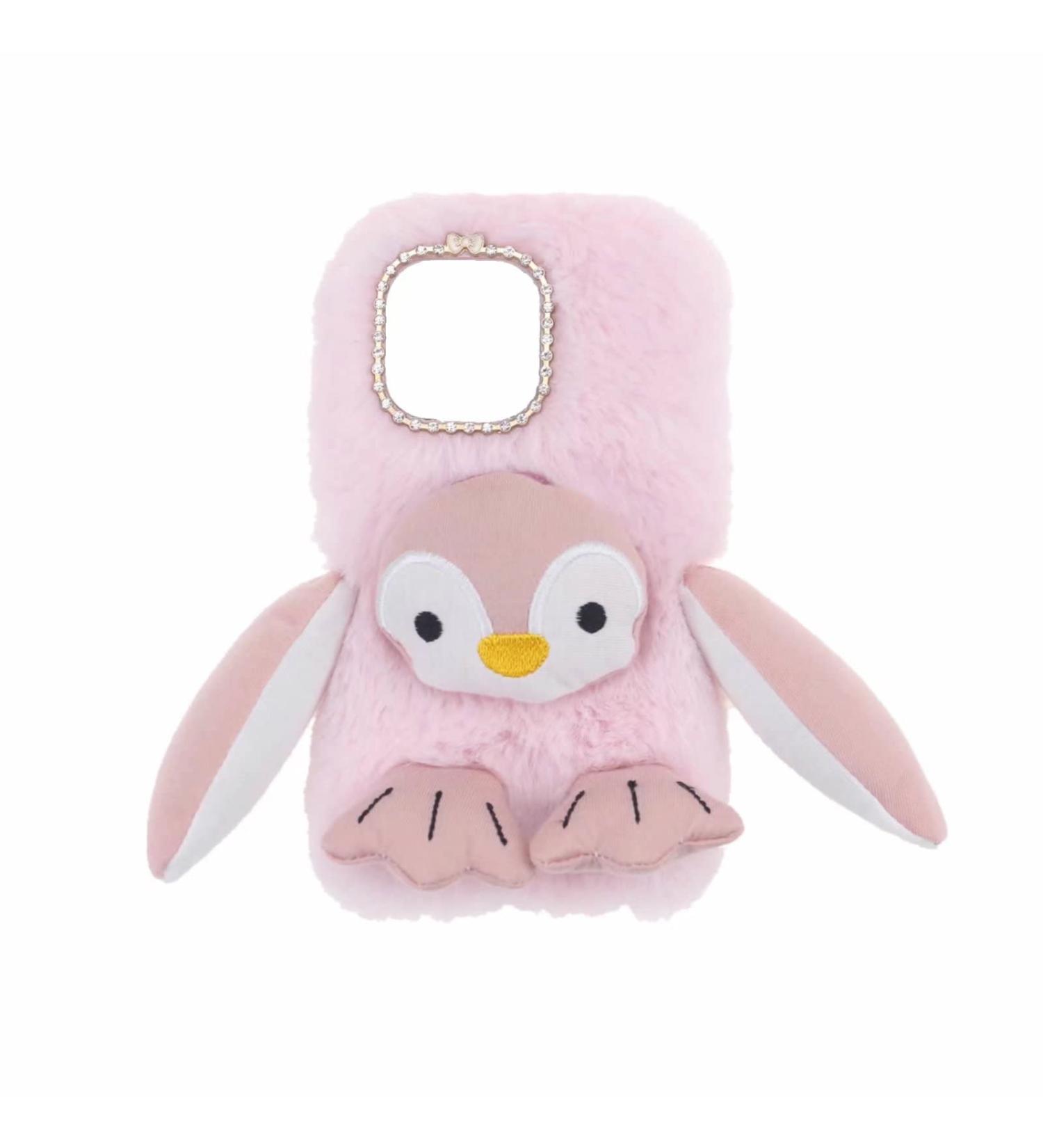 Miago 3D Fluffy Penguin Case for Xiaomi Redmi 9A | Cute Pink Silicone Protective Cover for Girls - Buy Online on GoSupps.com