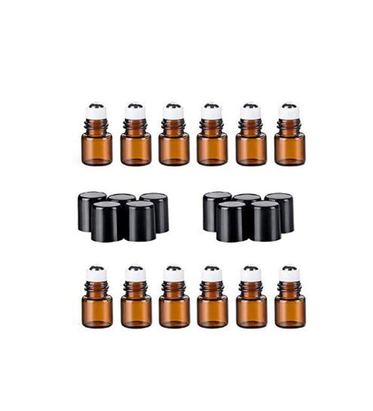 Mini Amber Glass Bottles - 12pcs 3ml Portable Containers for Cosmetics & Travel | Perfect for Samples & Roll-On Use - Buy Online on GoSupps.com