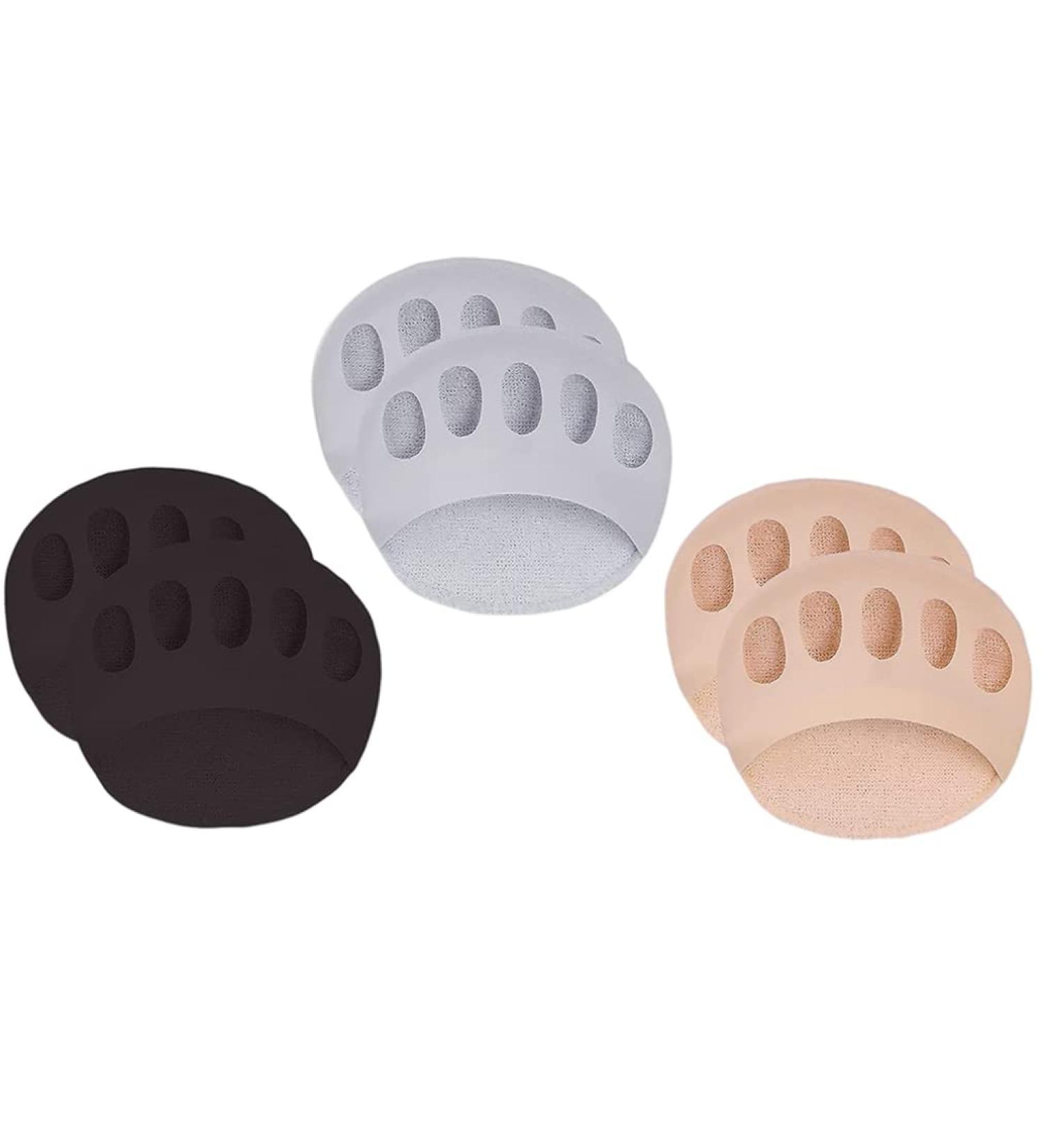 3 Pairs Metatarsal Foot Pads for Women - Half Socks Sandals & High Heel Cushion Gel Pads for Ball of Foot Pain - Beige Black Gray - Buy Online on GoSupps.com