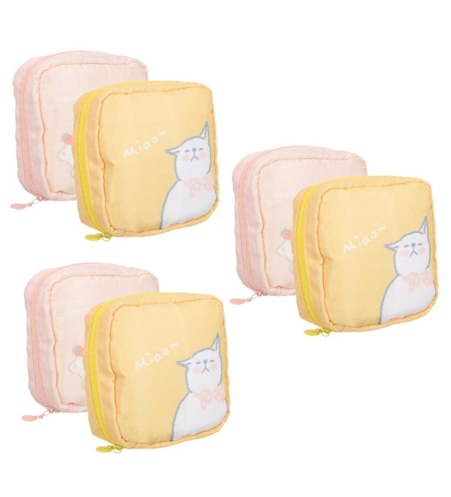 Healifty Cartoon Wallet & Pouch Set | Cute Outdoor Sanitary Pad Bag | High Capacity Handbag | Menstrual Pad Organizer - Assorted Colors (6 Pcs) - Buy Online on GoSupps.com