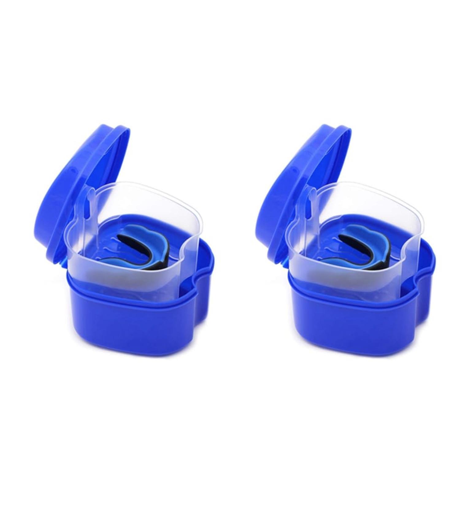 Blashrd 2x Dark Blue Prostheses Suitcase | Portable False Teeth Storage Box with Sieve & Bath Box | Ideal Travel Solution - Buy Online on GoSupps.com