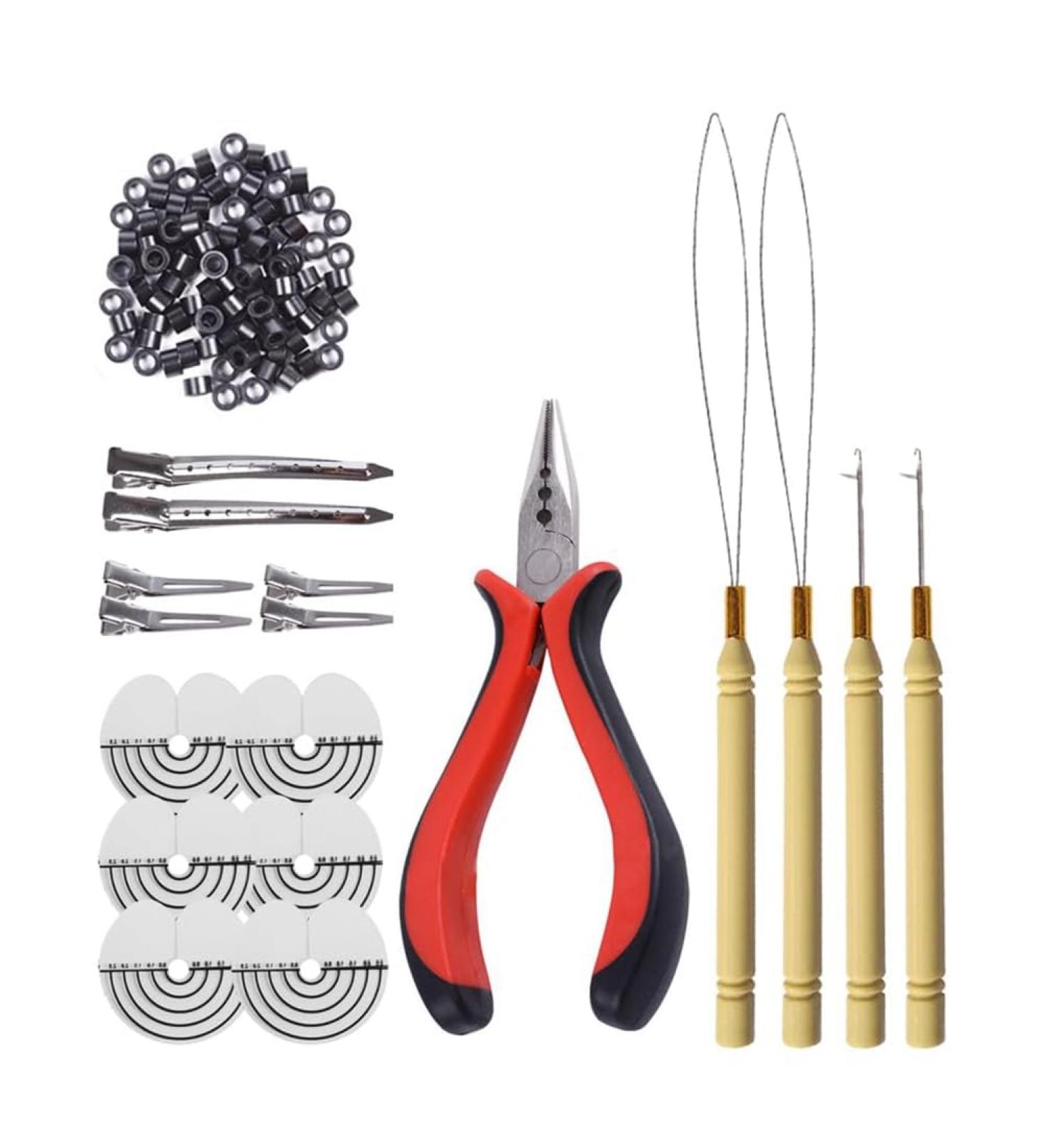 LINGLOUZAN Pliers Crochet Silicone Buckle Hair Extension Pliers Ring Tool Set Crochet Hair Extension Set - Buy Online on GoSupps.com