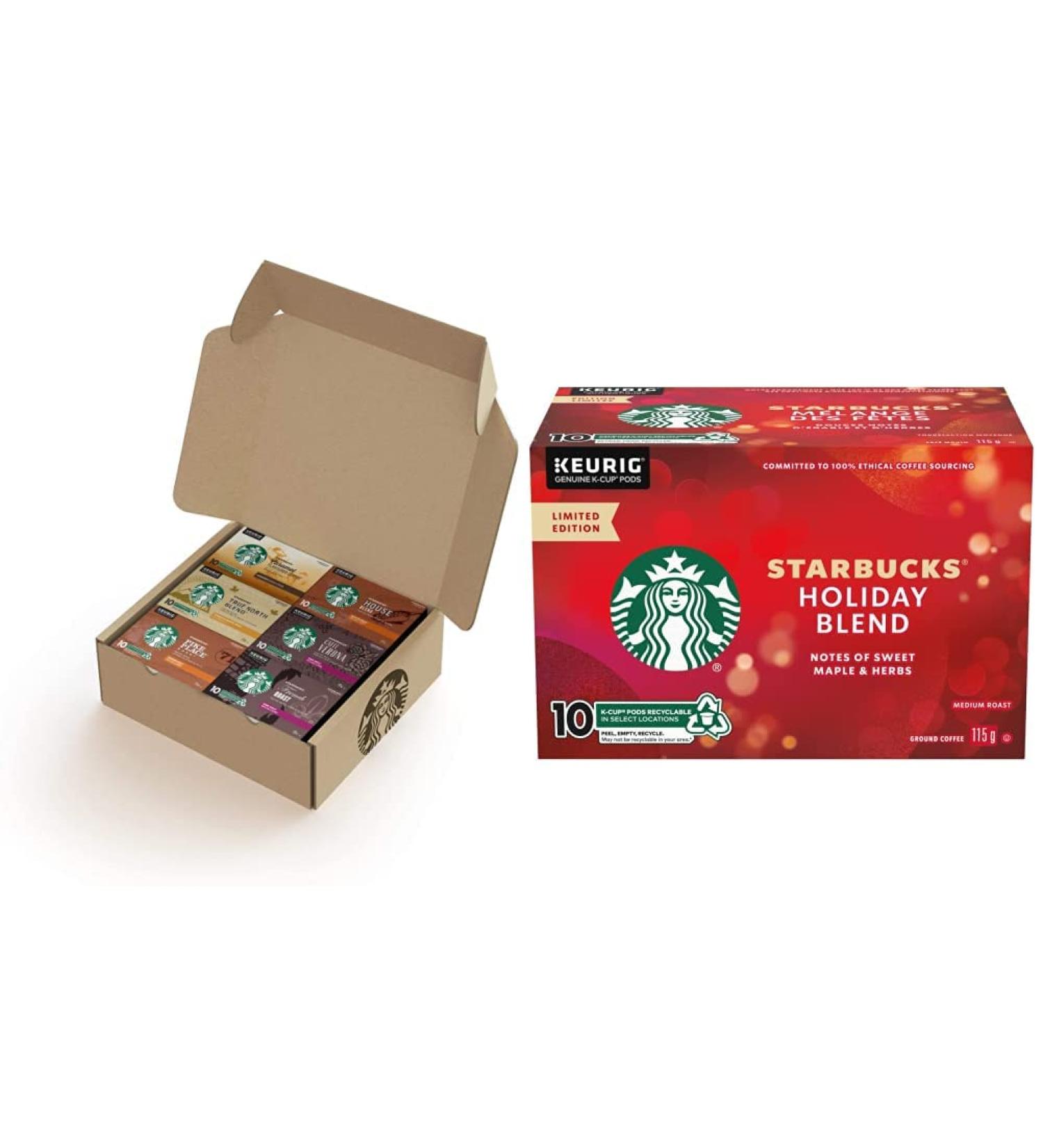Starbucks Coffee Variety Pack Single Serve Keurig K-cup Pods 6 Boxes 60 Capsules & Holiday Blend Medium Roast Coffee 10 Count - Buy Online on GoSupps.com
