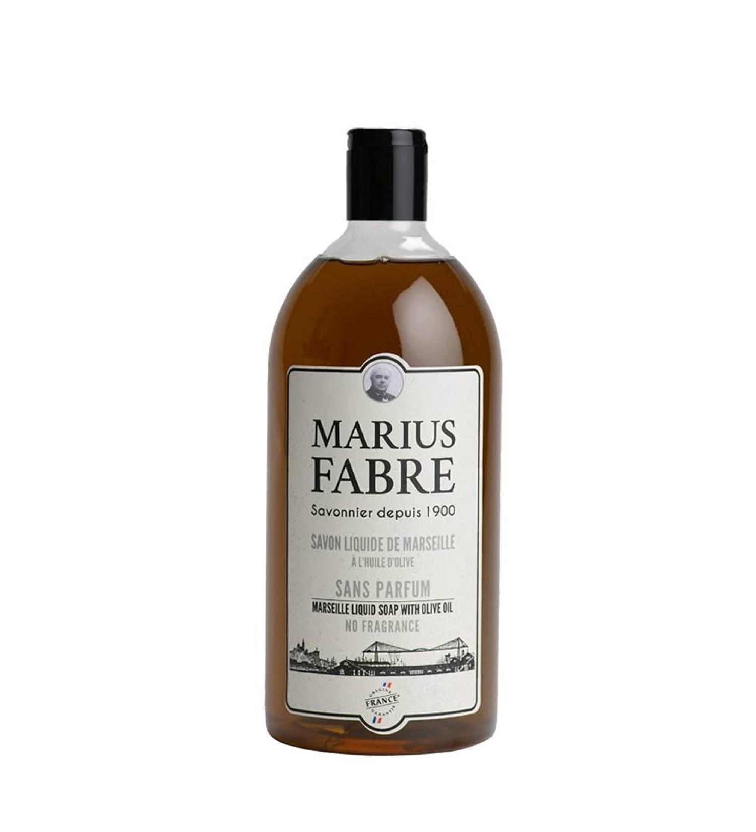 Marius Fabre - Marseille Liquid Soap Fragrance Free 1 L 1 Litre Refill. Made from olive oil and copra oil