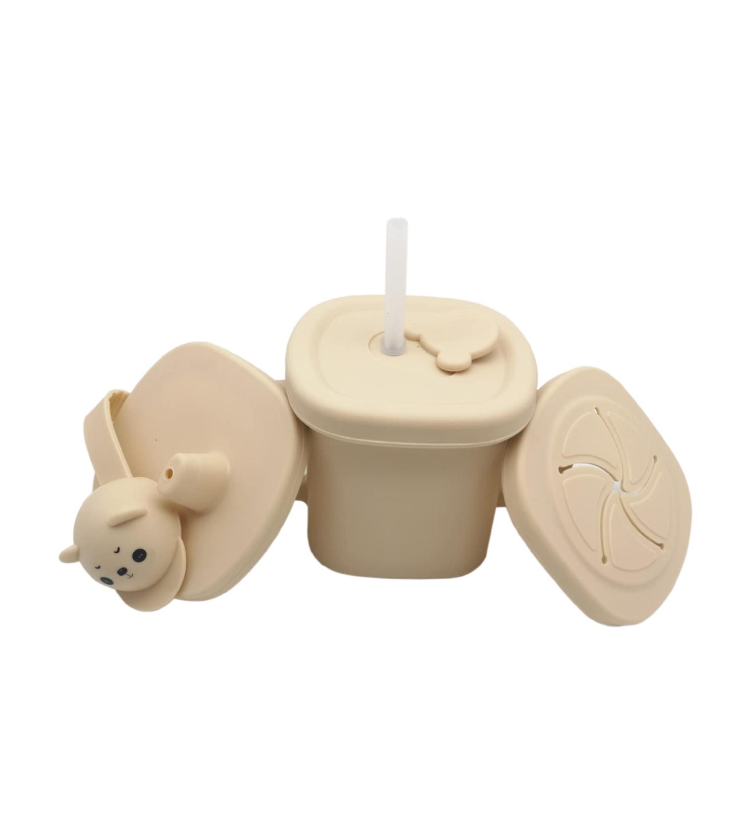 3 in 1 Silicone Baby Sippy Cup | Snack Cup | Straw Cup - Woniu Multifunctional Training Drinking Cup for Babies and Toddlers - Buy Online on GoSupps.com