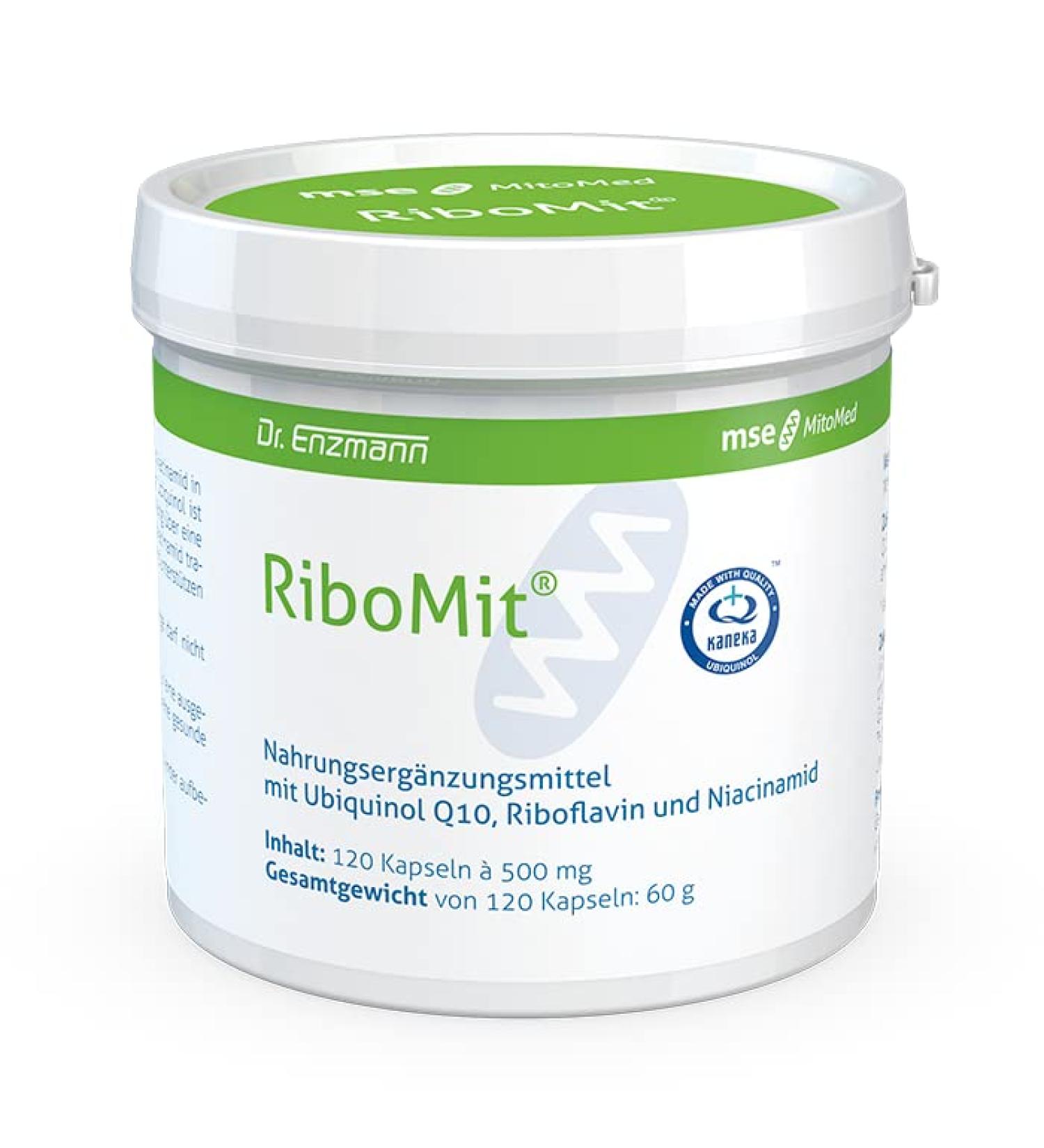 Migraine Ribomit - 120 Capsules with Ubiquinol Q10 Riboflavin & Niacinamide | High Bioavailability Vegan Formula by MSE Pharmaca GmbH - Dr. Enzmann - Buy Online on GoSupps.com