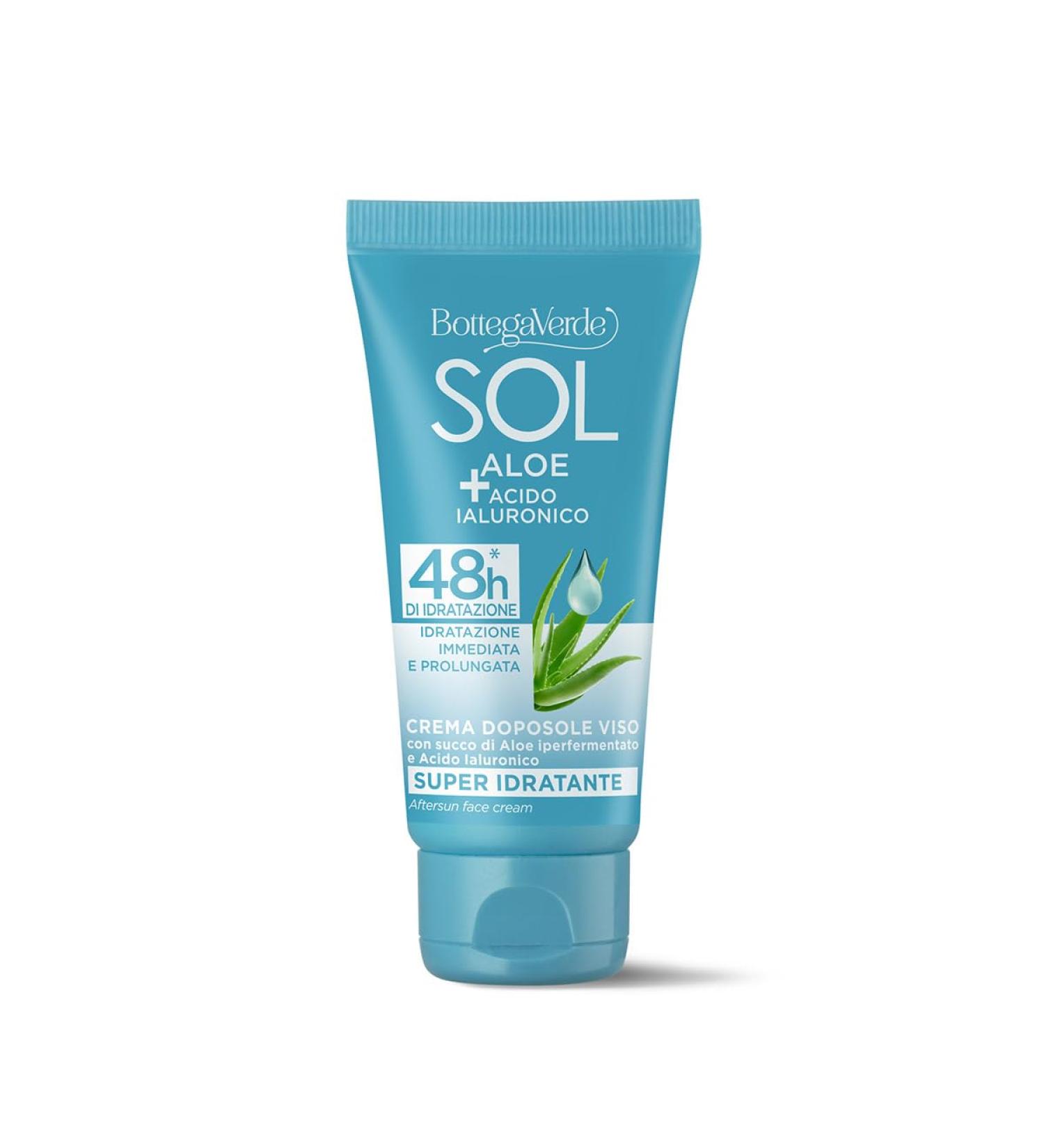 Bottega Verde Bottega Verde - SOL Aloe Hyaluronic Acid - After-Sun Face Cream - Super Moisturizing - With Hyperfermented Aloe Juice and Hyaluronic Acid (50 ml) - Immediate and Long-Lasting Hydration