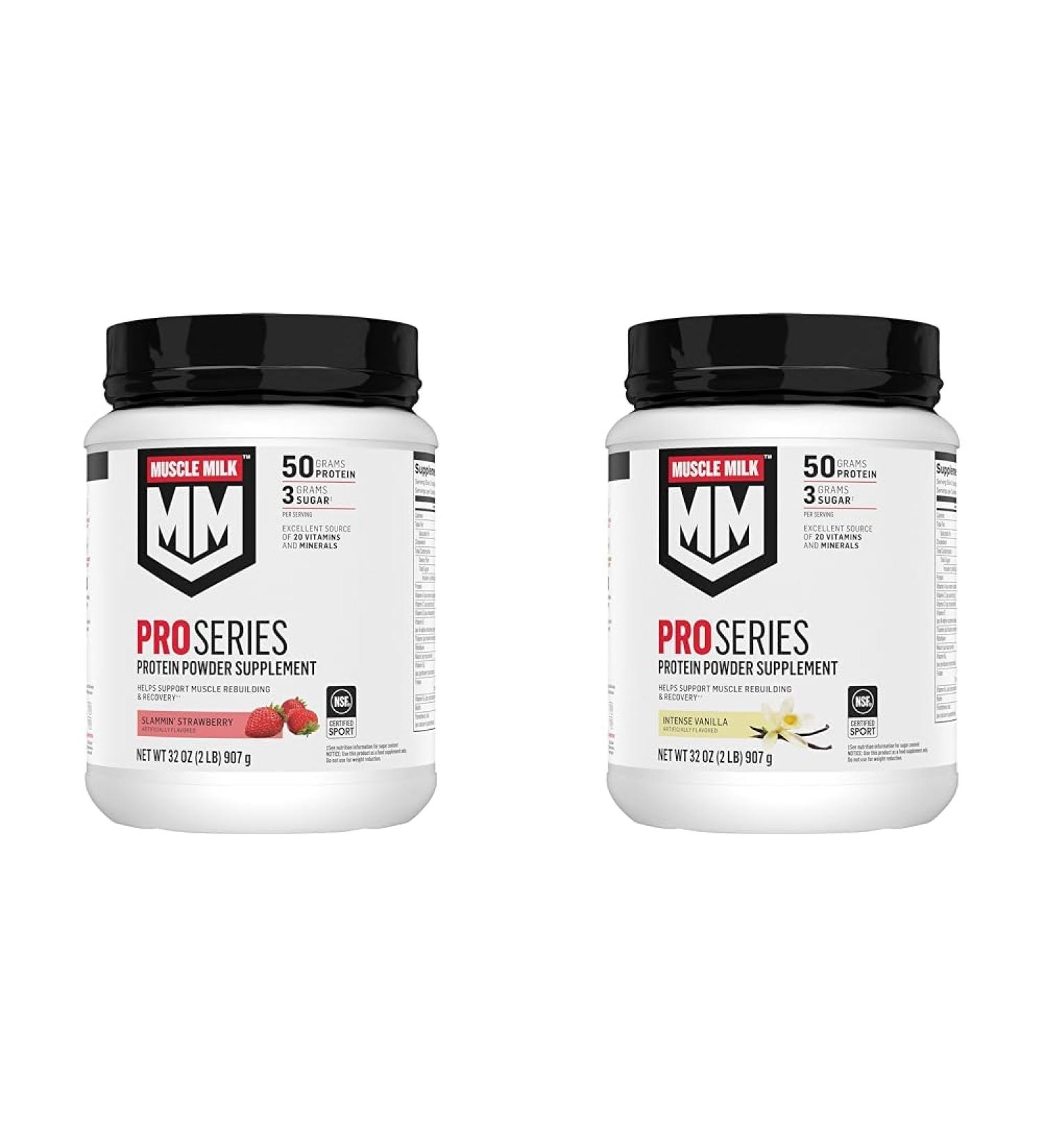 Muscle Milk Pro Series Protein Powder Strawberry & Intense Vanilla 2 Pounds Each (2 Pack)