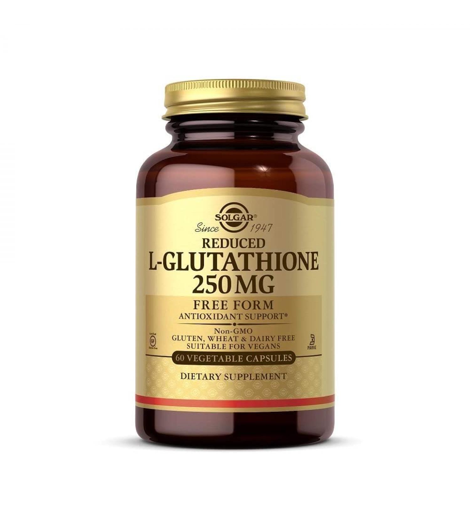 Solgar Reduced L-Glutathione 250 mg - 60 Veg Capsules | Antioxidant Support - Buy Online on GoSupps.com