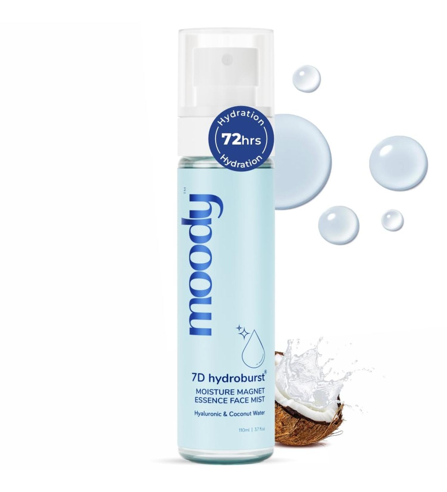 Moody 7D Hydro Burst Face Mist & Toner | Hydrating Soothing Alcohol-Free | Hyaluronic & Coconut Water | 100% Vegan | 72 Hour Hydration | 110ml - Buy Online on GoSupps.com