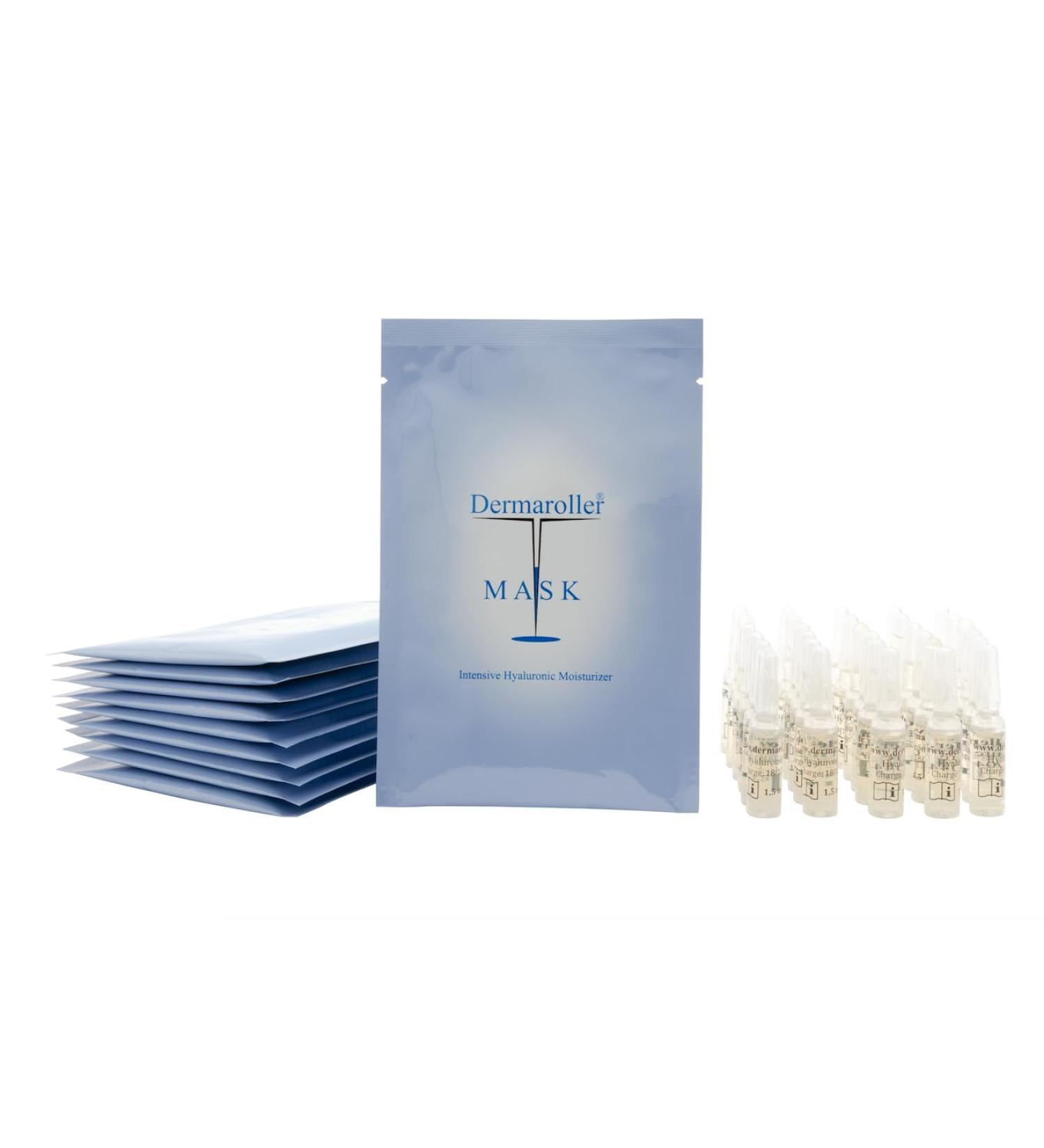 Buy Dermaroller Facial Care Set with Hyaluronic Acid Ampoules & Face Masks - Anti-Aging Blemished Skin Treatment - Buy Online on GoSupps.com
