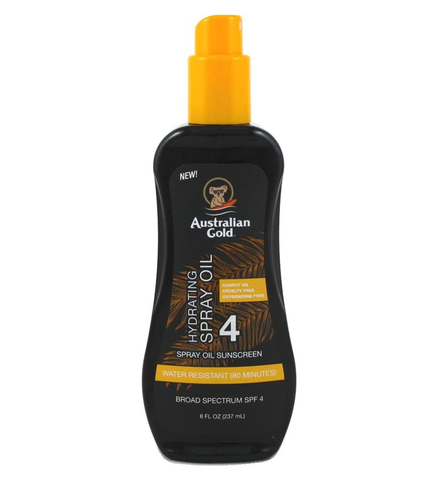 Australian Gold SPF 4 Spray Oil 8oz (Carrot Oil Formula) 2 Pack - 235ml - Buy Online on GoSupps.com