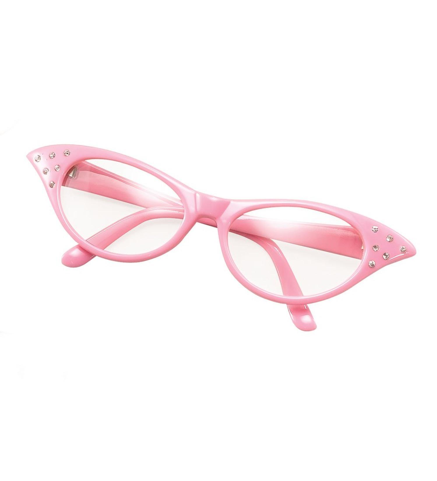 Bristol Novelty BA142P 50's Style Glasses Pink Ladies Rose One Size