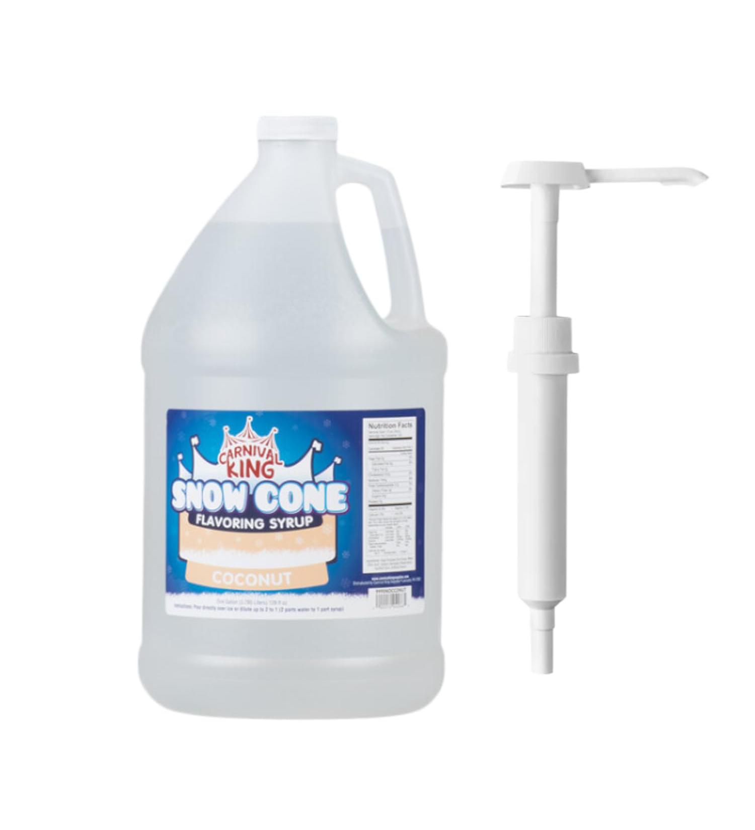 ZippySweets - Coconut Snow Cone Syrup with Complimentary Pump 1 Gallon - Makes Up to 128 Snow Cones - Perfect for Shaved Ice - Delicious Shaved Ice Syrup for Cool Treats - Buy Online on GoSupps.com