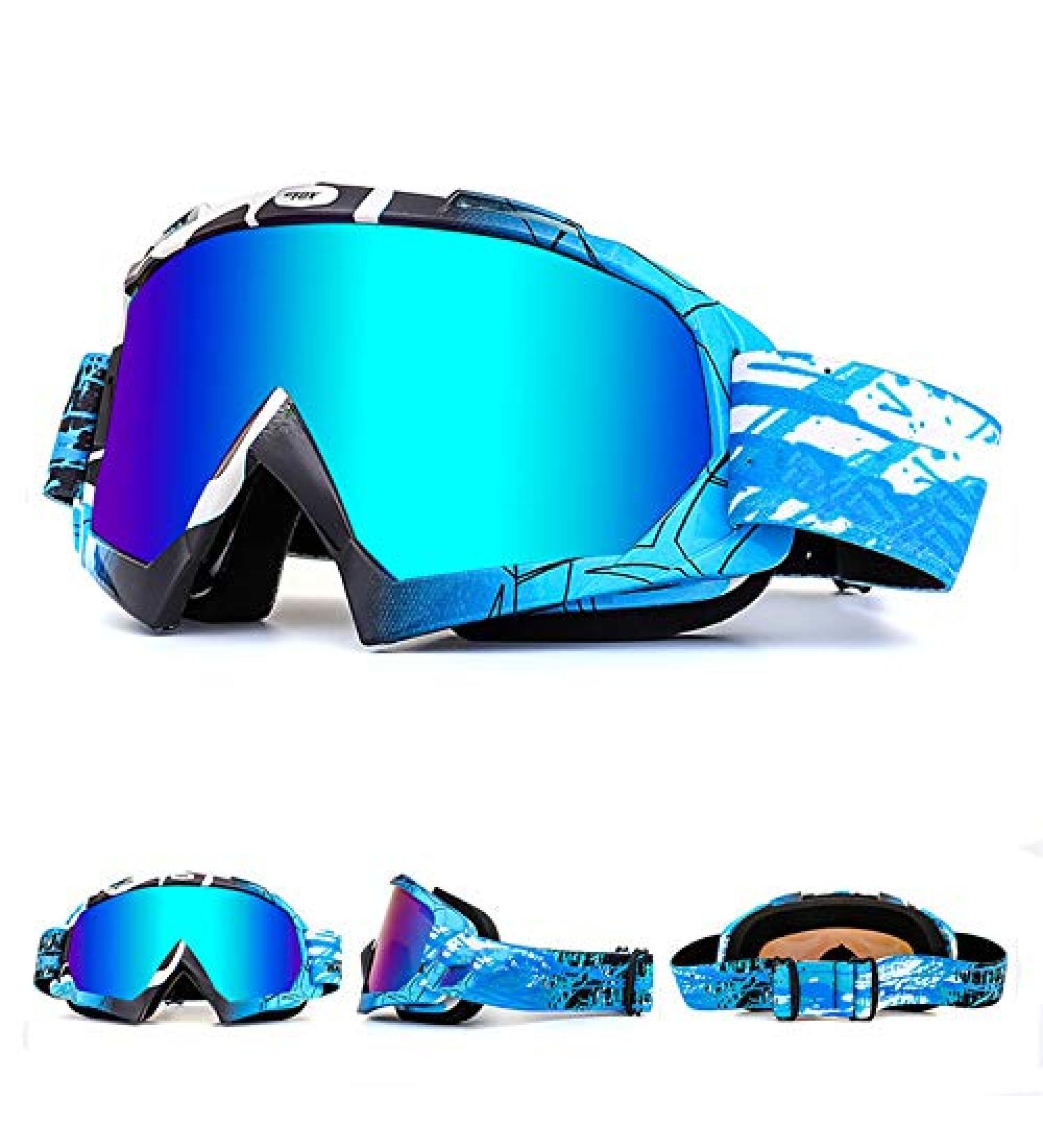 OTG Ski Snow Goggles | UV Protection Anti Fog Snowboard Goggles - Blue | Men Women Youth - Buy Online on GoSupps.com