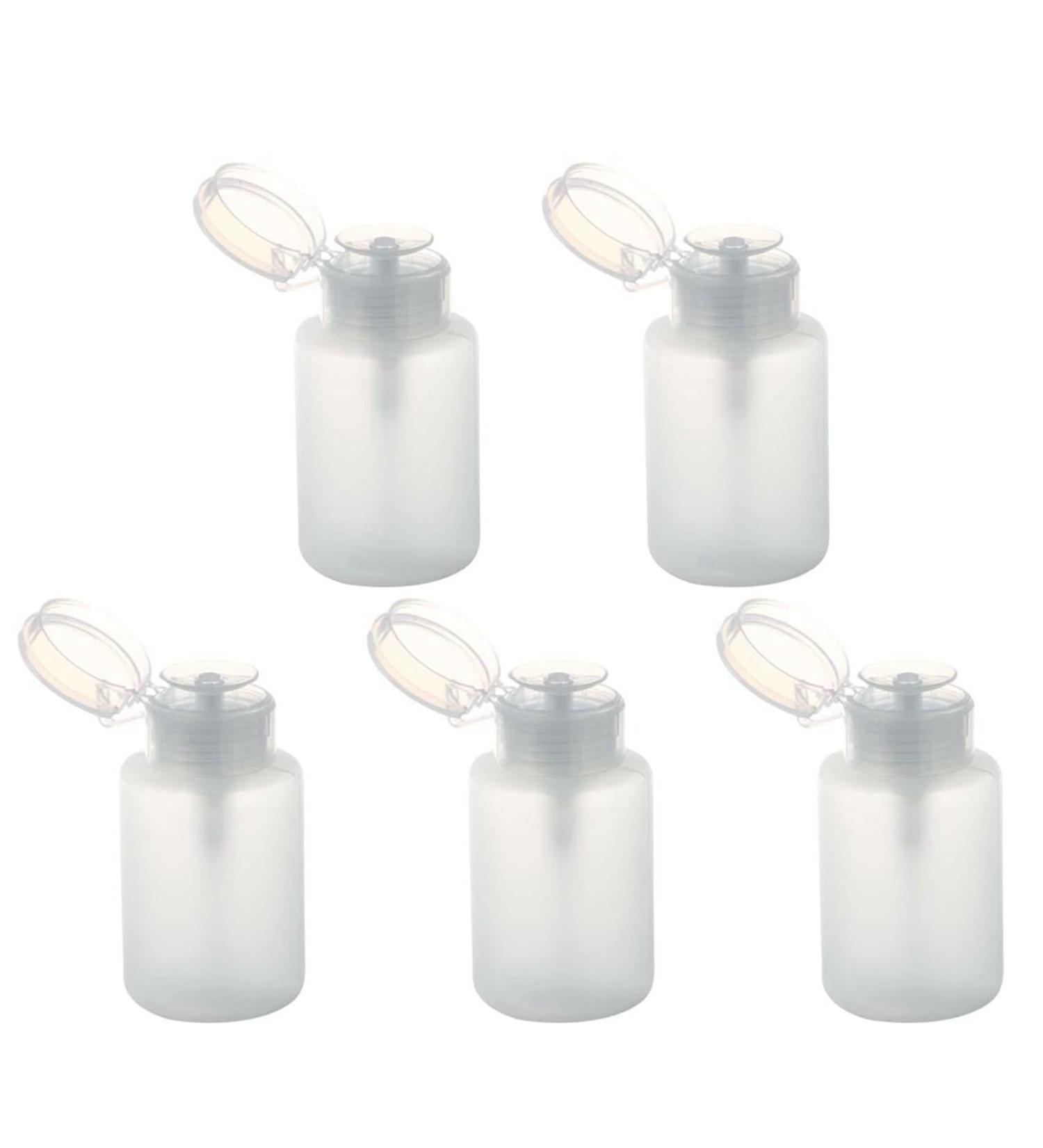 Hfourhnik 5X 150ml Nail Art Makeup Polish Plastic Pump Dispenser Bottle Remover White - Buy Online on GoSupps.com