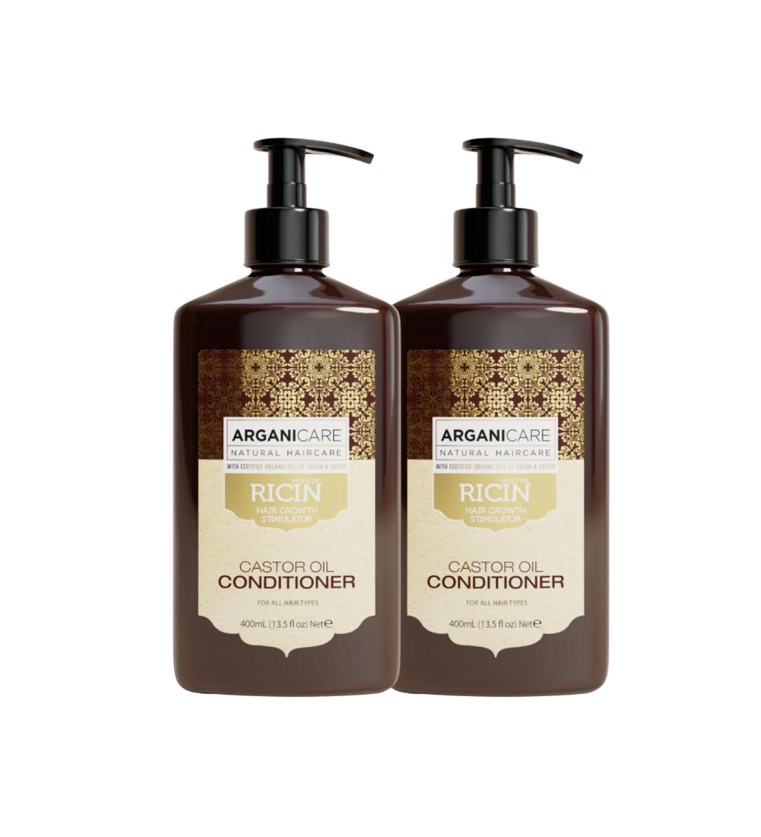 ARGANICARE | Gamme Ricin | Apr s-shampoing reconstructeur Ricin | Favorise la Croissance & Stimule la pousse | Tous types de cheveux | Lot de 2x400 ml Gamme Ricin Tous types de cheveux - Buy Online on GoSupps.com
