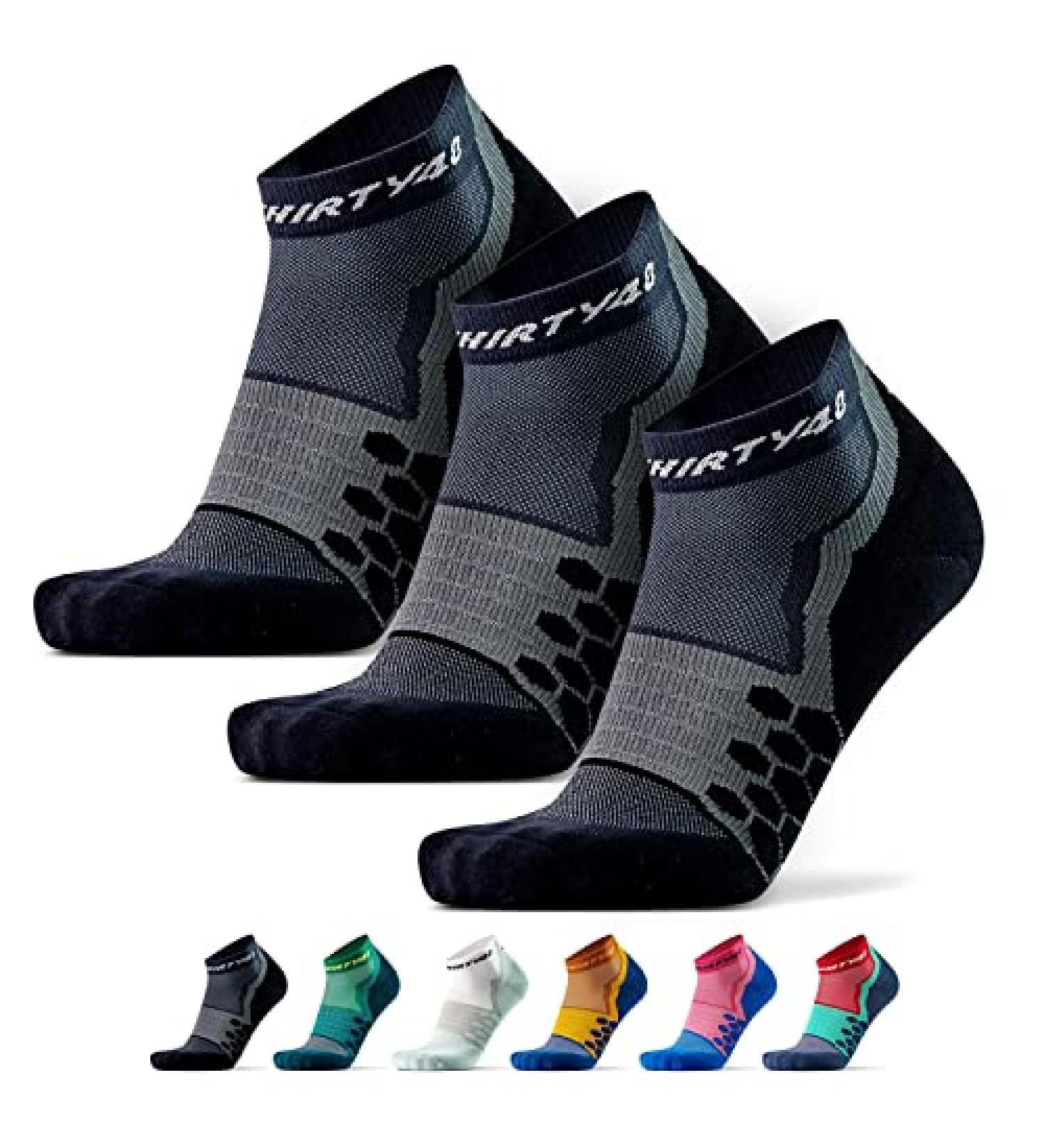 Thirty48 Performance Compression Low Cut Running Socks | 3 Pairs Black/Gray Large | Men & Women | Targeted Compression - Buy Online on GoSupps.com