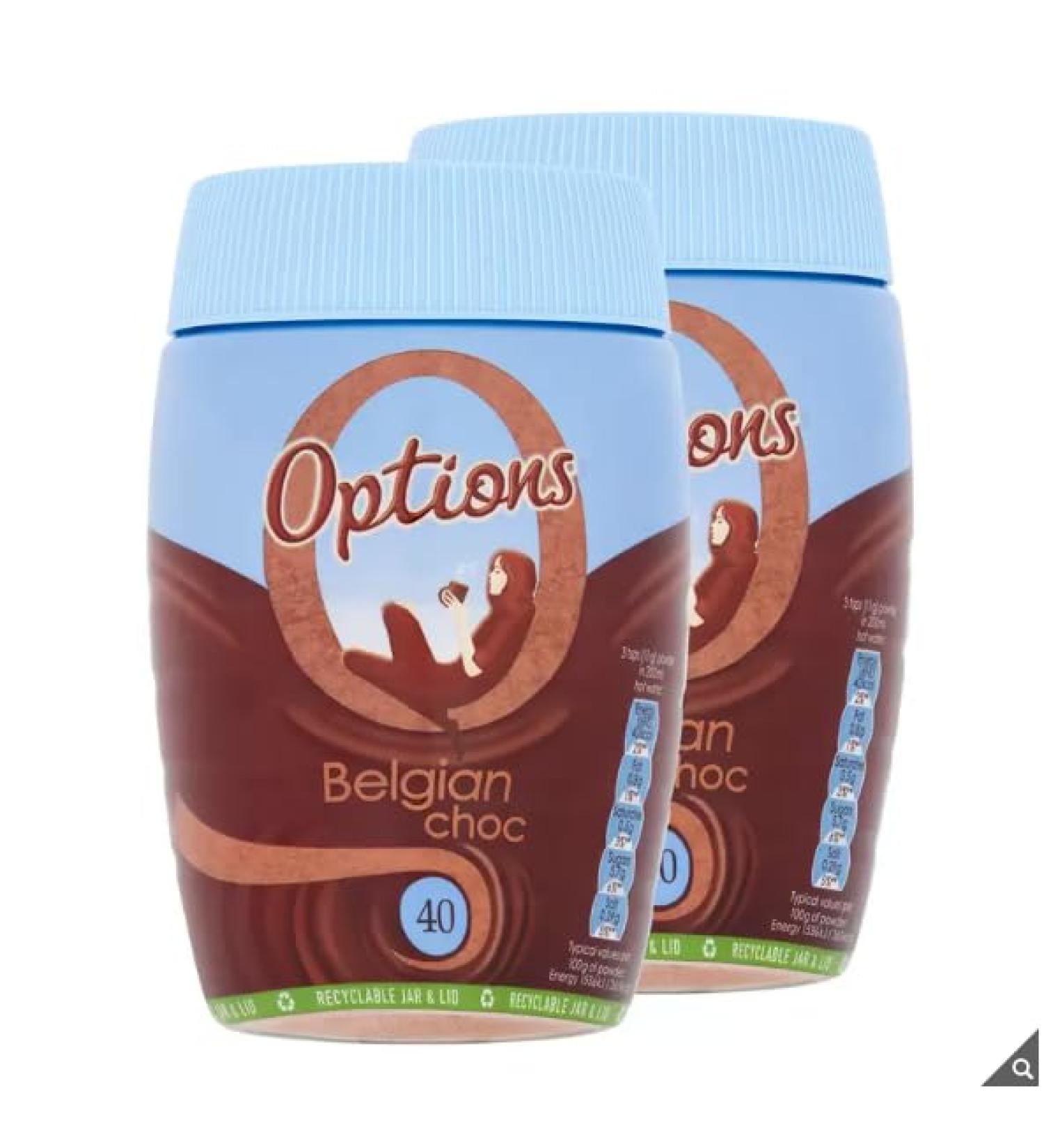 Options Choc-O-Lait 2 x 395g - Gluten Free- Smooth Belgian Chocolate - Rich & Creamy - Certified by Rainforest Alliance - Buy Online on GoSupps.com