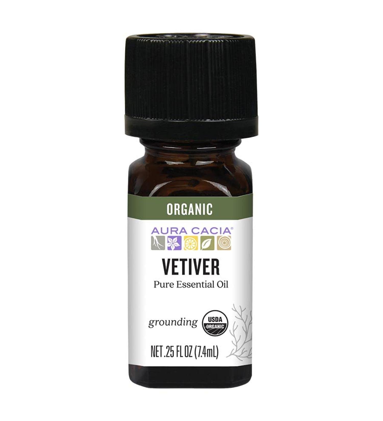 Aura Cacia Organic Pure Vetiver Essential Oil 0.25 fl oz - Aromatherapy & Natural Wellness - Buy Online on GoSupps.com