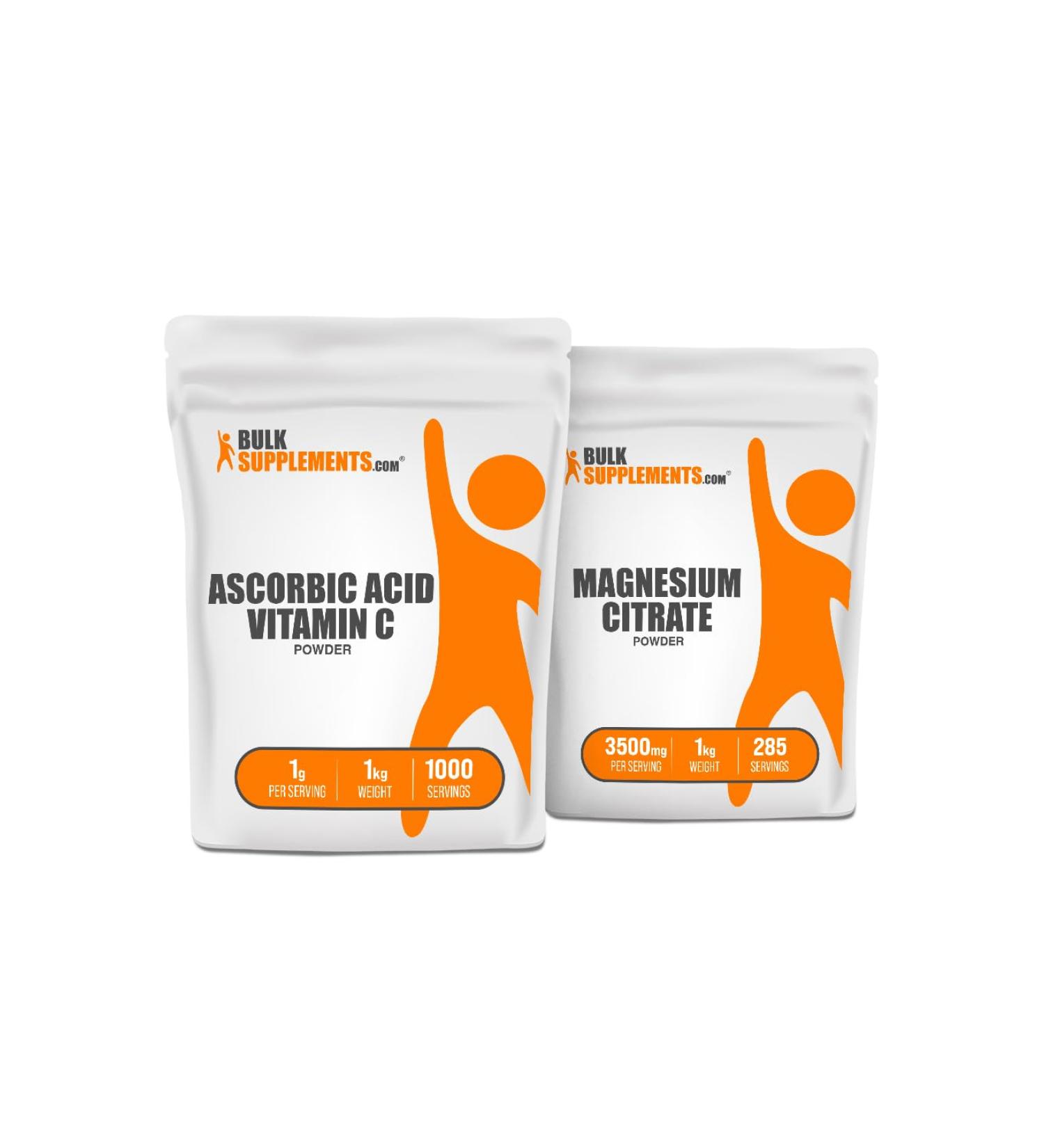 Ascorbic Acid (Vitamin C) 1kg + Magnesium Citrate 1kg Bundle - Buy Online on GoSupps.com