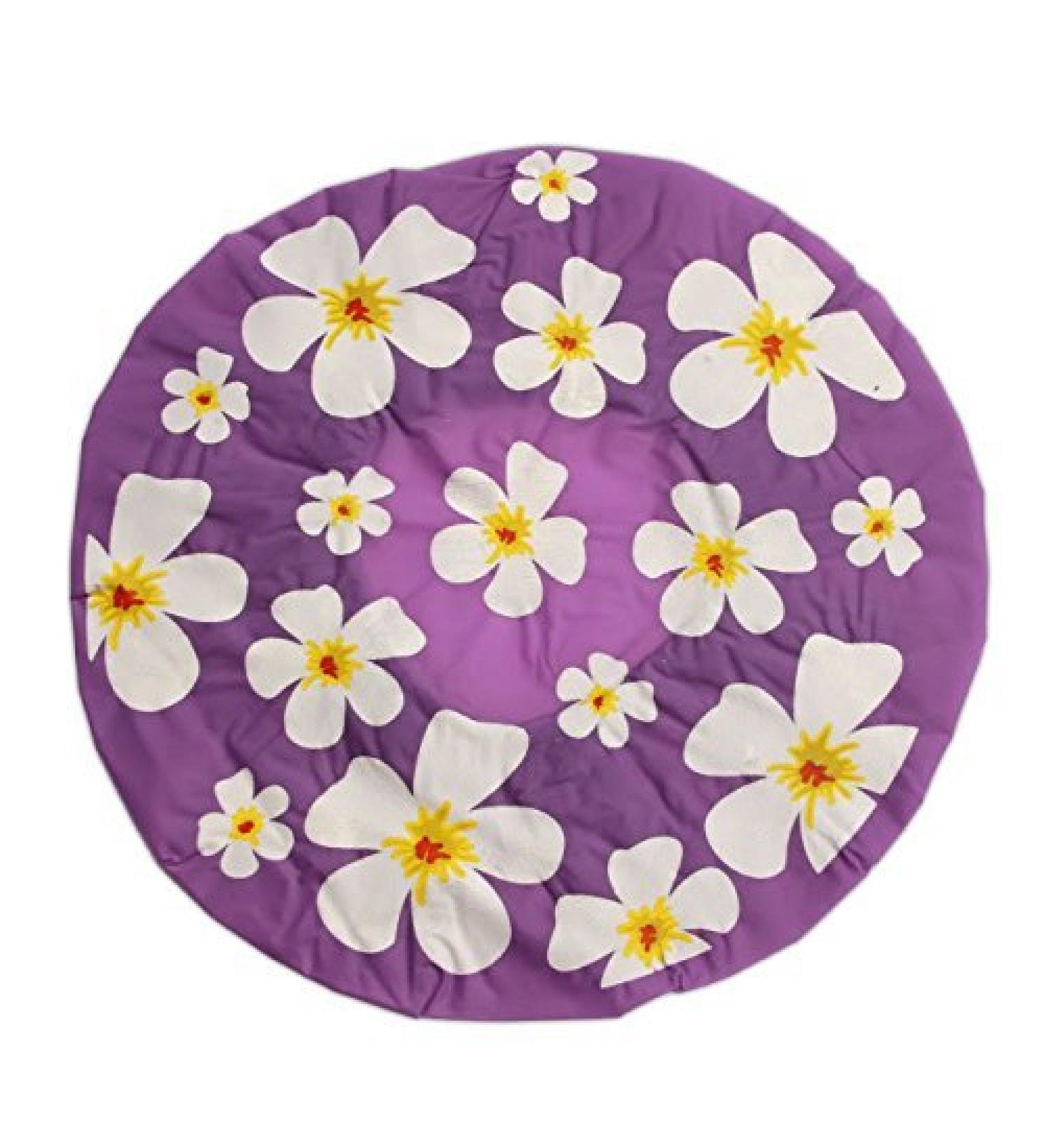 Shower hood purple shower cap flower motif