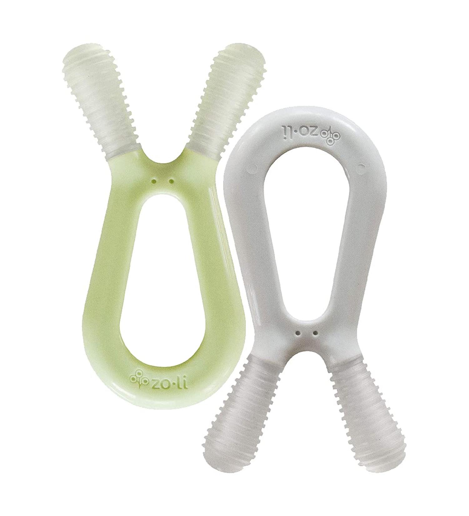 ZoLi Bunny Baby Teether | Molar Gum Relief Toy for Babies | BPA-Free | Pack of 2 | Sage Green & Ash Grey - Buy Online on GoSupps.com