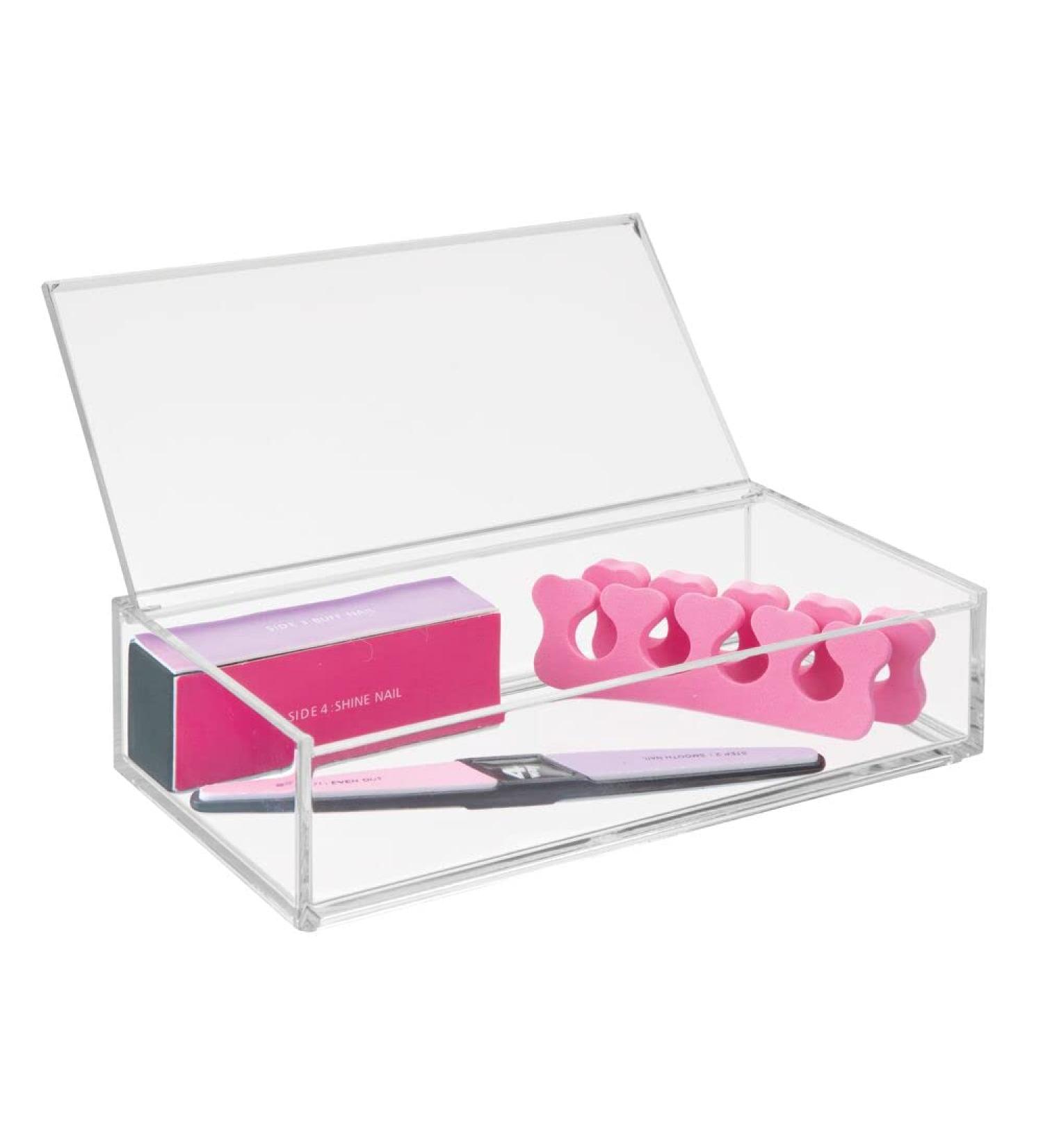 MDesign Large Cosmetics Organizer Box with Lid | Perfect Makeup Storage for Nail Polish & Powder | Transparent Makeup Organizer - Buy Online on GoSupps.com