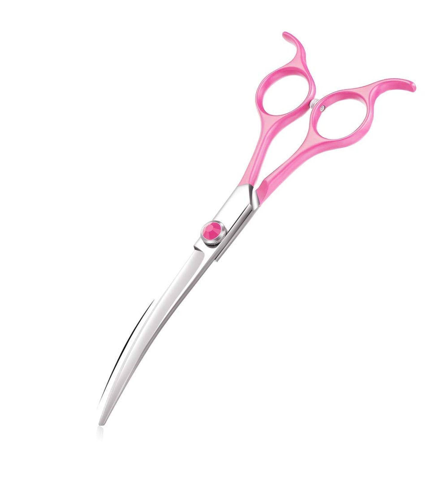 Moontay 6.5 Curved Dogs Grooming Scissors | Professional 440C Japanese Stainless Steel Shears for Dogs, Cats, and Pets - Pink - Buy Online on GoSupps.com