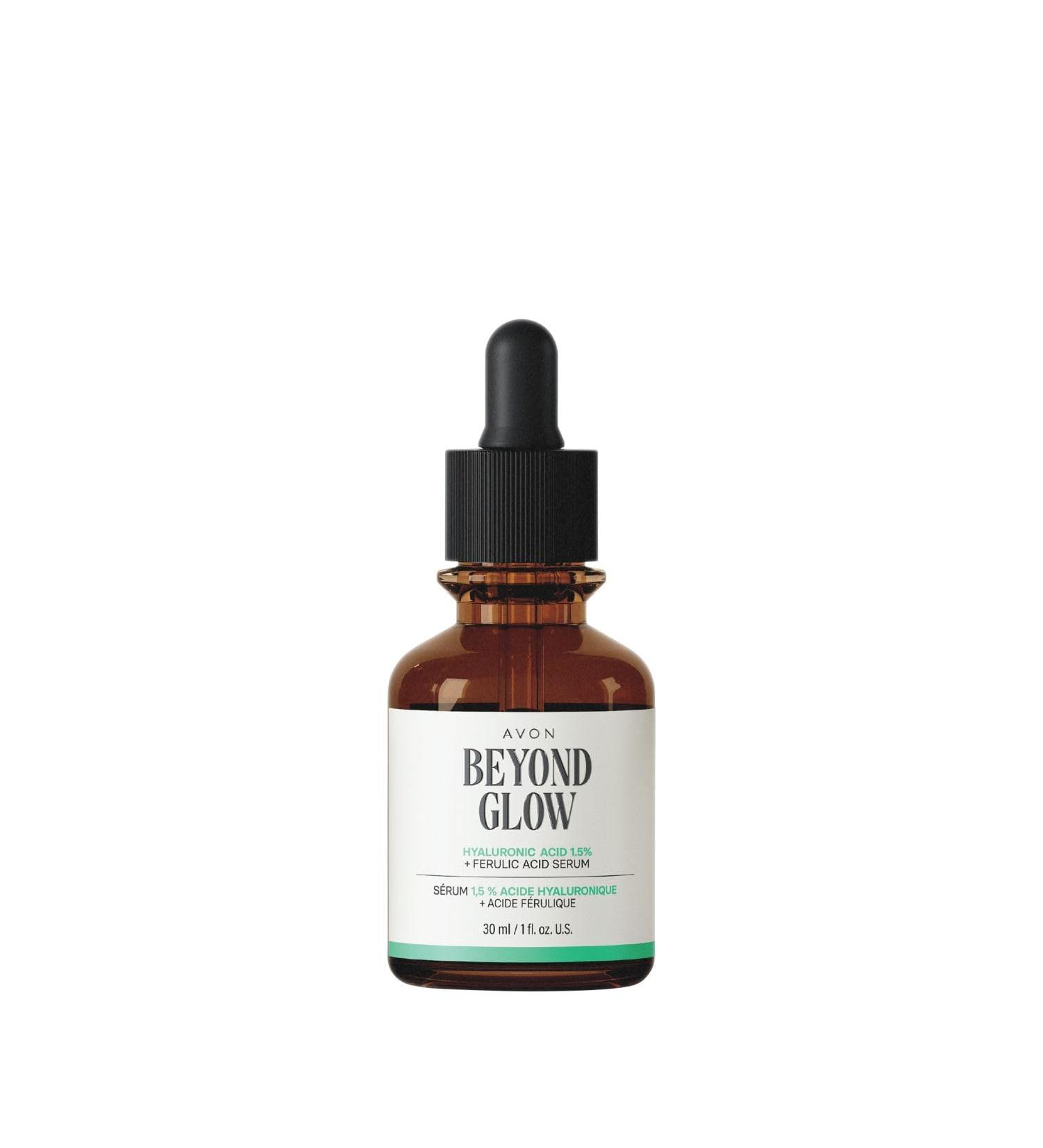 Avon Beyond Glow Hyaluronic Acid 1.5% + Ferulic Acid Serum - Powerful Hydration & Antioxidant Protection for Radiant Skin - Defends Against Environmental Stressors Lightweight 1 fl. oz.