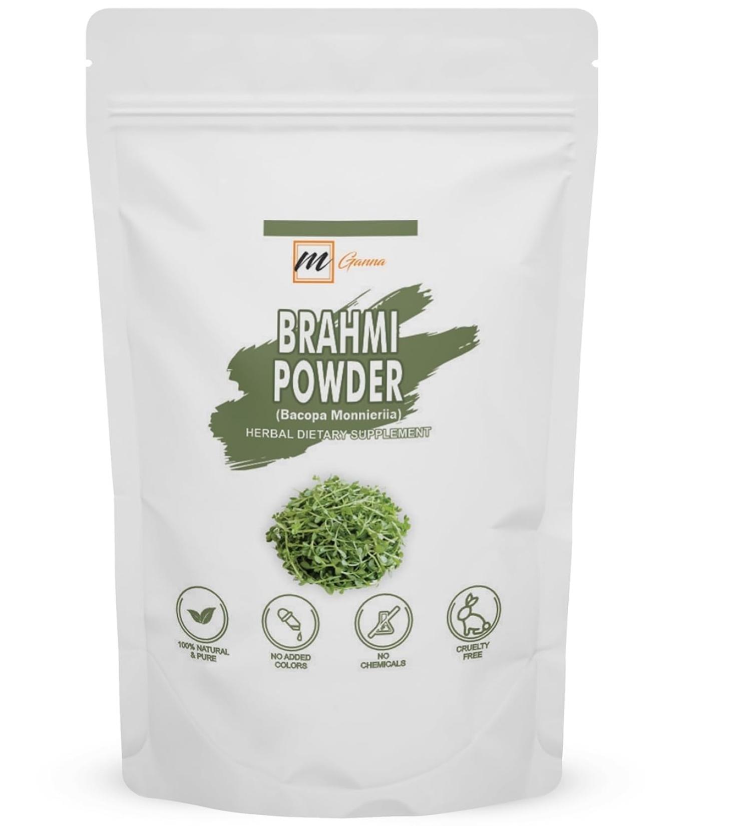mGanna 100% Pure and Natural Brahmi Powder | Bacopa Monnieri Powder for Hair and Health 0.5 LBS / 227 GMS - Buy Online on GoSupps.com