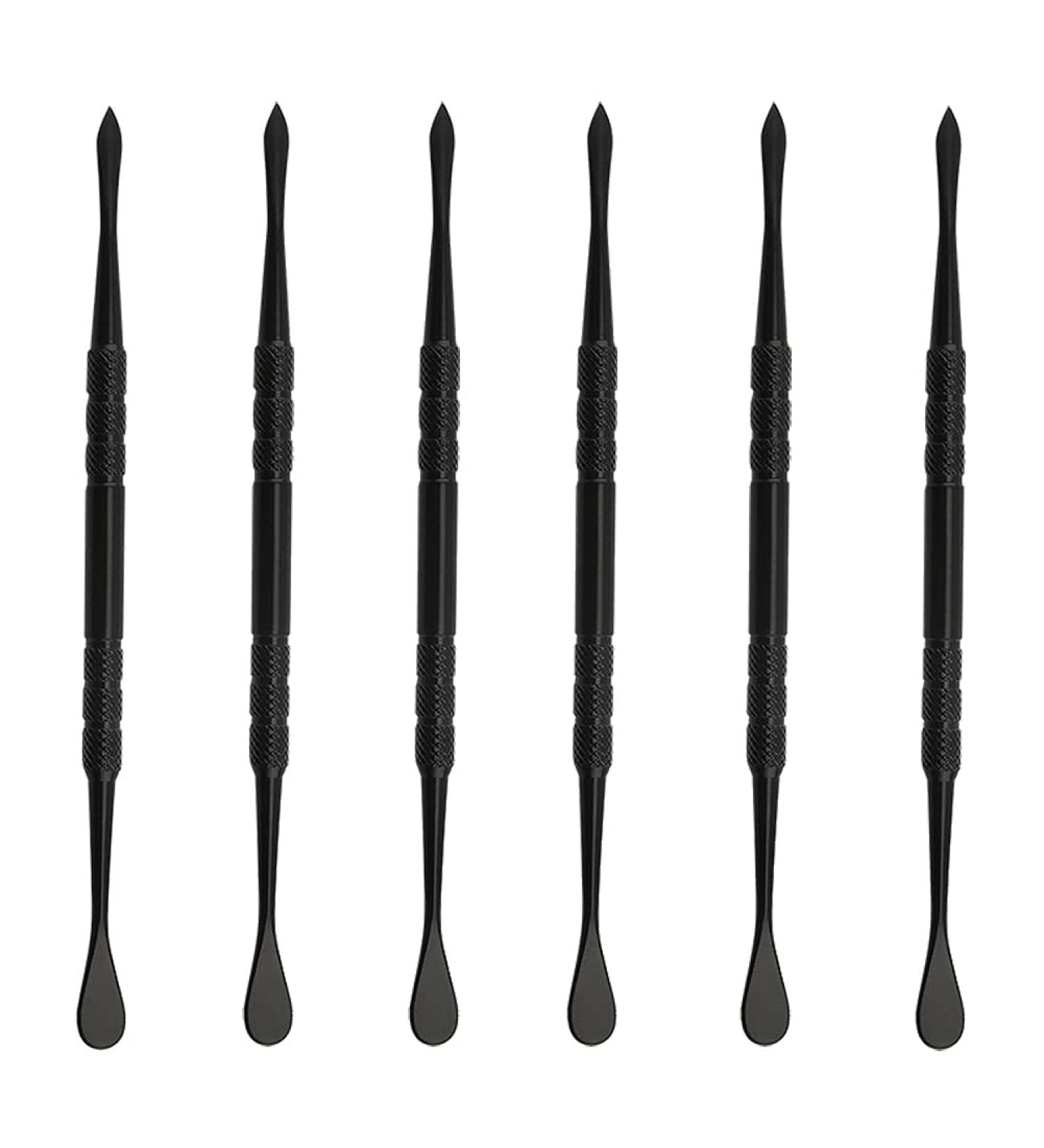 6 Pieces Wax Tool Carving Tool Wax Carving Tool Stainless Steel Wax Scoop Tool Sculpting Tool Spoon Sculpting Spoon Tool Wax Scraping Tool Wax Stick Wax Spoon Tool, Black