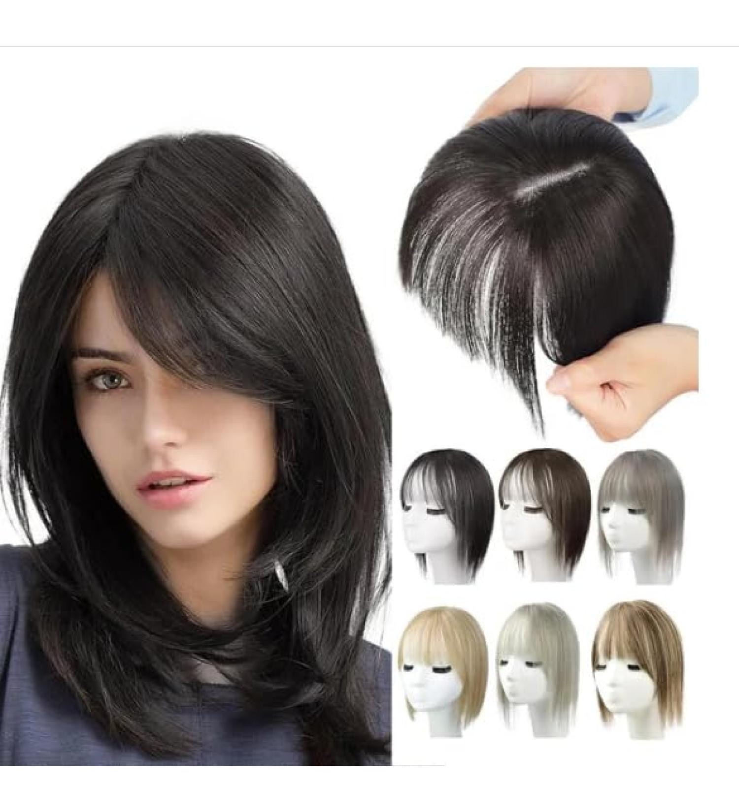 Natural Hair Toppers With Bangs For Women Adding Hair Volume Topper (BLACK) - Buy Online on GoSupps.com