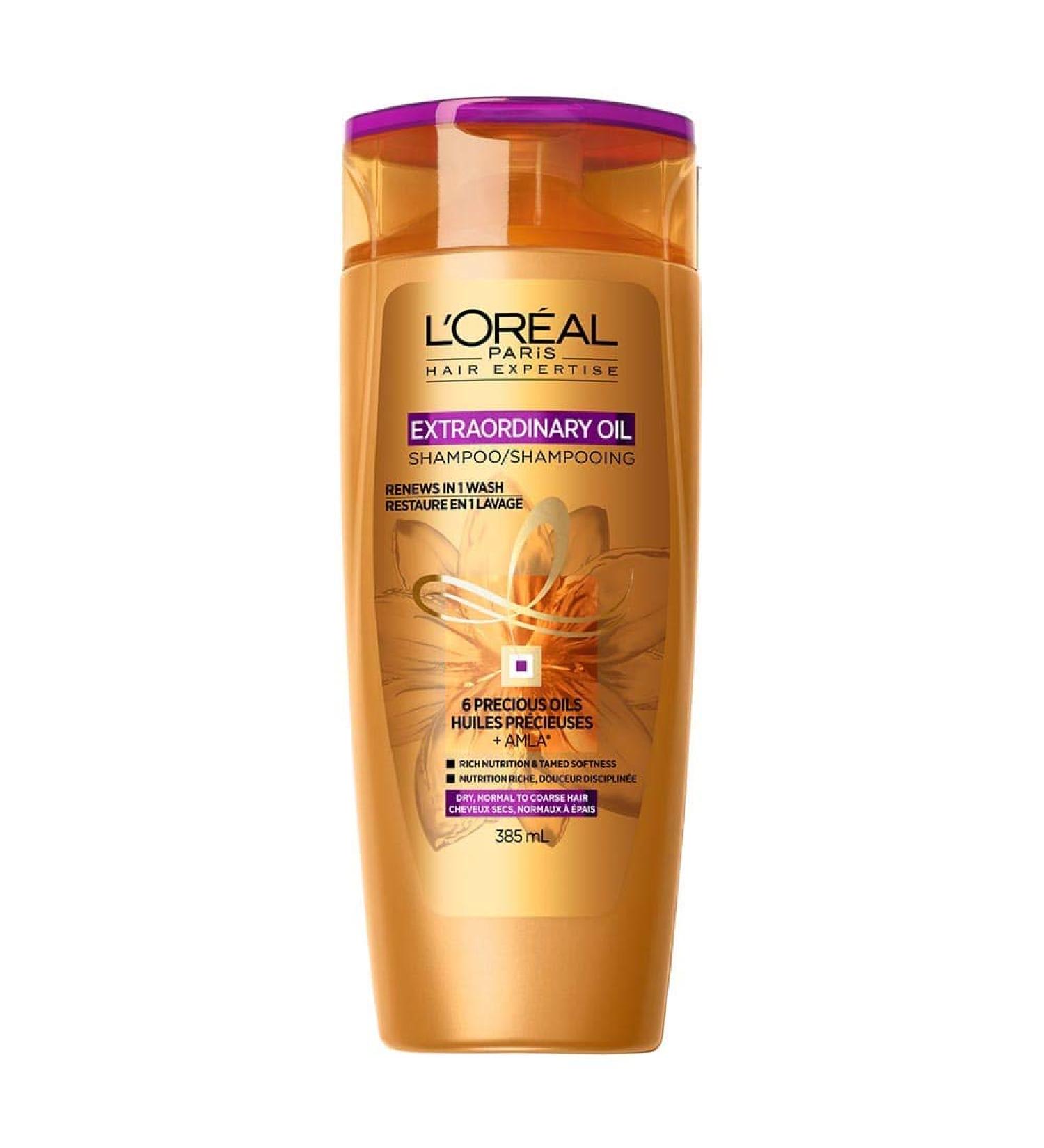 L'Oreal Paris Hair Expertise Extraordinary Oil Shampoo for Dry Damaged Hair with 6 precious oils including amla coconut and rose 385 ml - Buy Online on GoSupps.com
