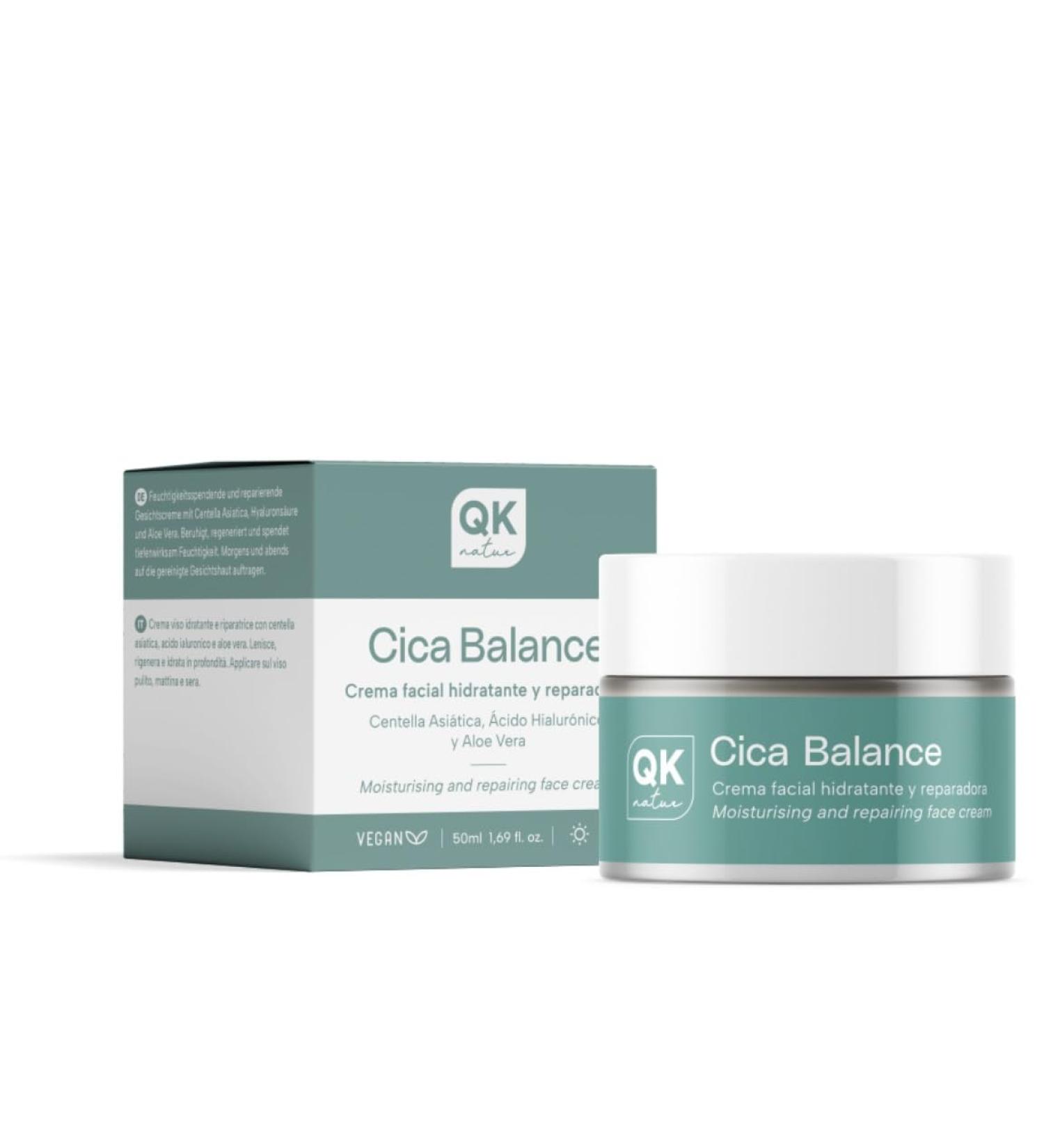 QKnature Cica Balance Hydratating and restorative facial cream with Centella Asiatics hyaluronic acid alue vera yjojoba and karit for the sensible and dehydrated skin day and night 50 ml - Buy Online on GoSupps.com