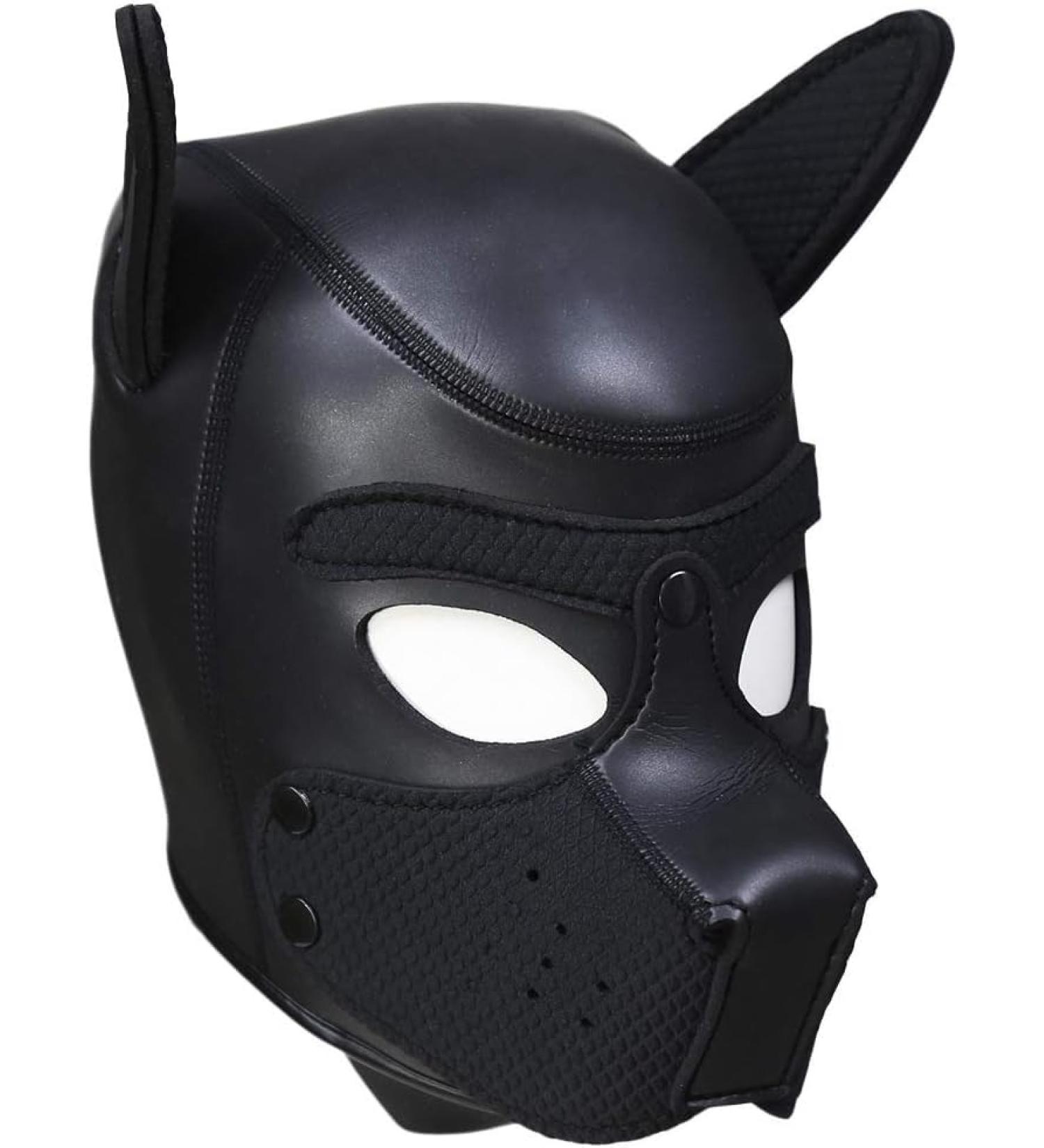 Adults Puppy Hood Mask Removable Cosplay Dog Full Face Pup Hood Mask for Halloween Cosplay Novelty Costume Performance Props Gifts (Black) - Buy Online on GoSupps.com