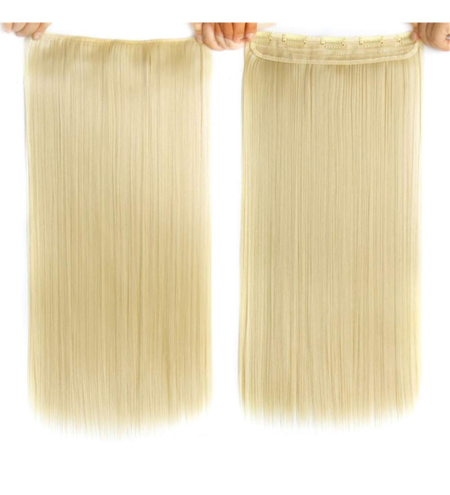 22 Inch Straight Synthetic Clip Hair Extensions - Heat Resistant Full Head #613 Color - Buy Online on GoSupps.com