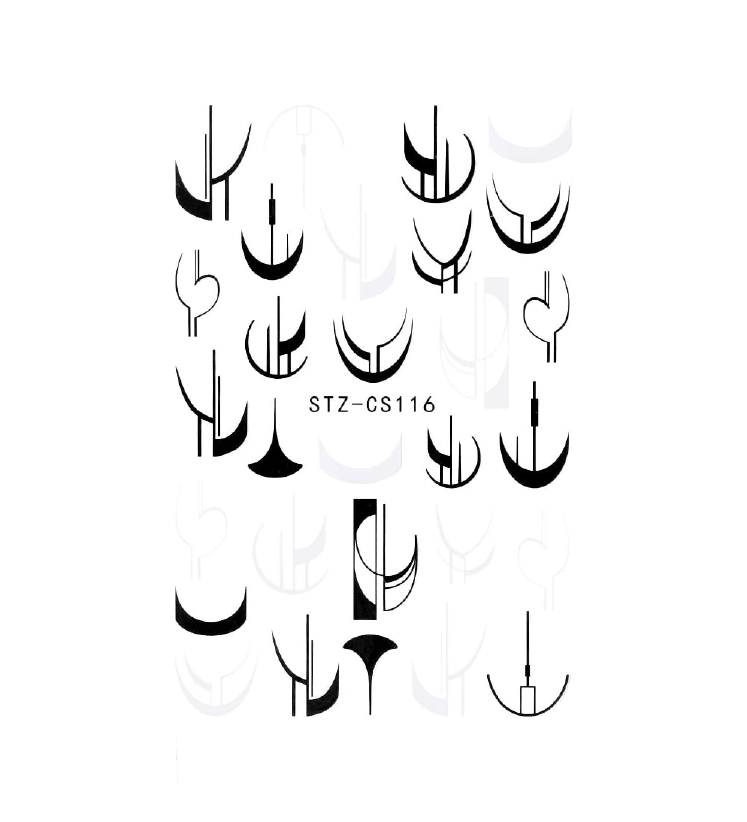 Nail Decor Spring Summer Smile Line Design Nail Art Stickers 3D Black White Geometry French(STZ-CS116) - Buy Online on GoSupps.com