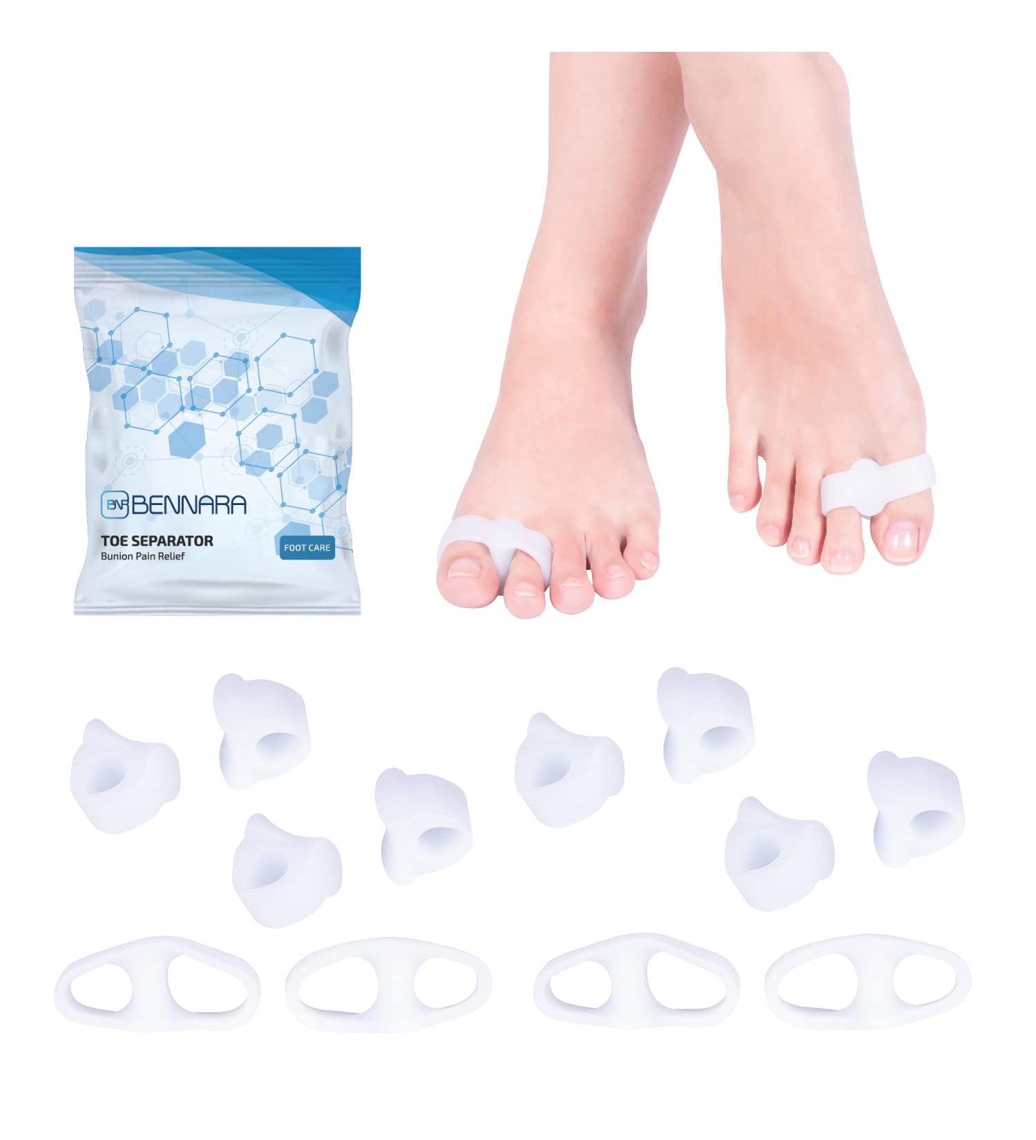BENNARA Toe Straightener Set - 8pc Toe Separators for Hammer Toe, Overlapping Toe, Pedicure, Yoga - Bunion Corrector for Men and Women - Buy Online on GoSupps.com
