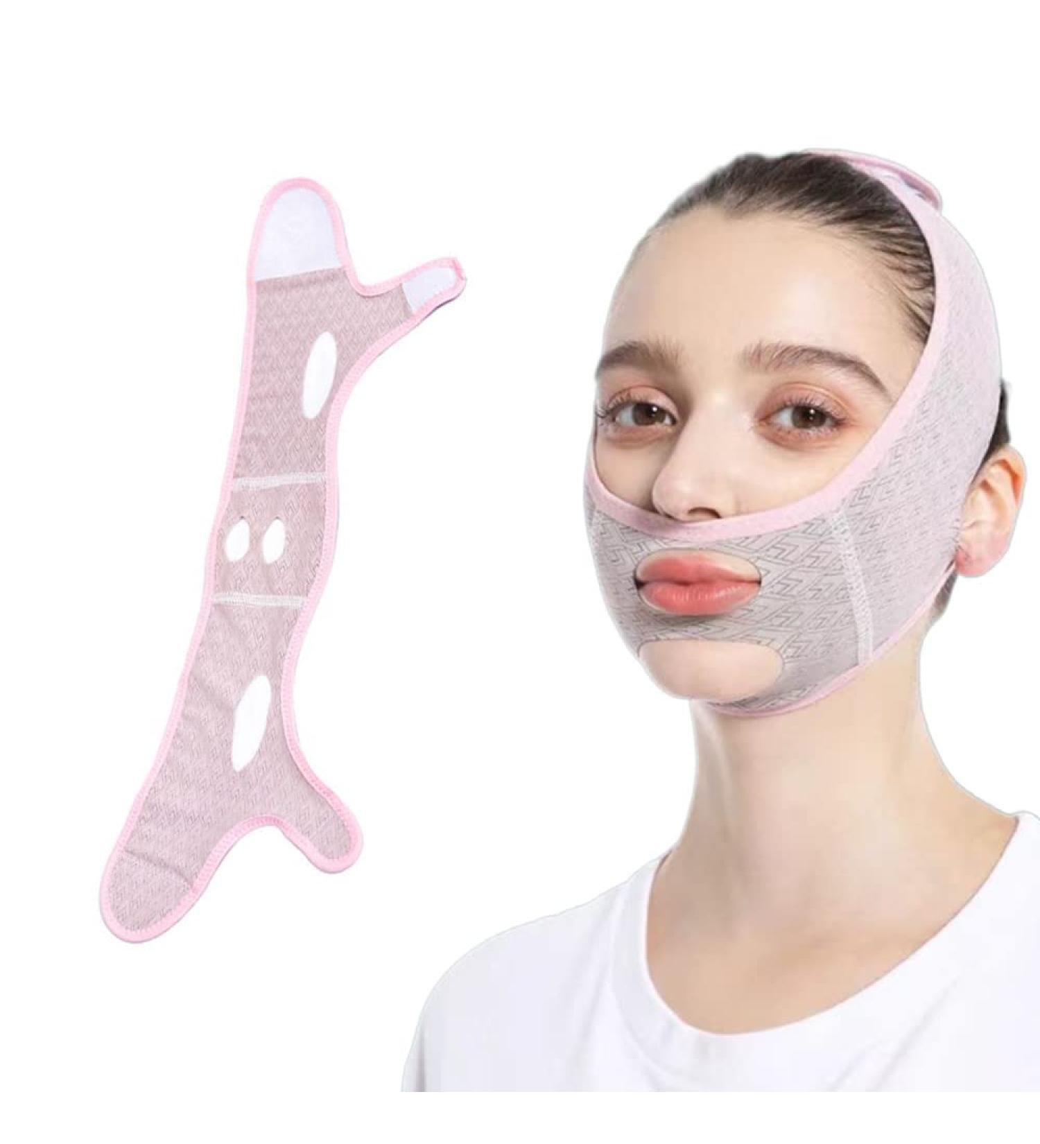 V Line Lifting Sleep Mask - Double Chin Reducer - V Shaped Slimming Face Mask - Pink - Buy Online on GoSupps.com