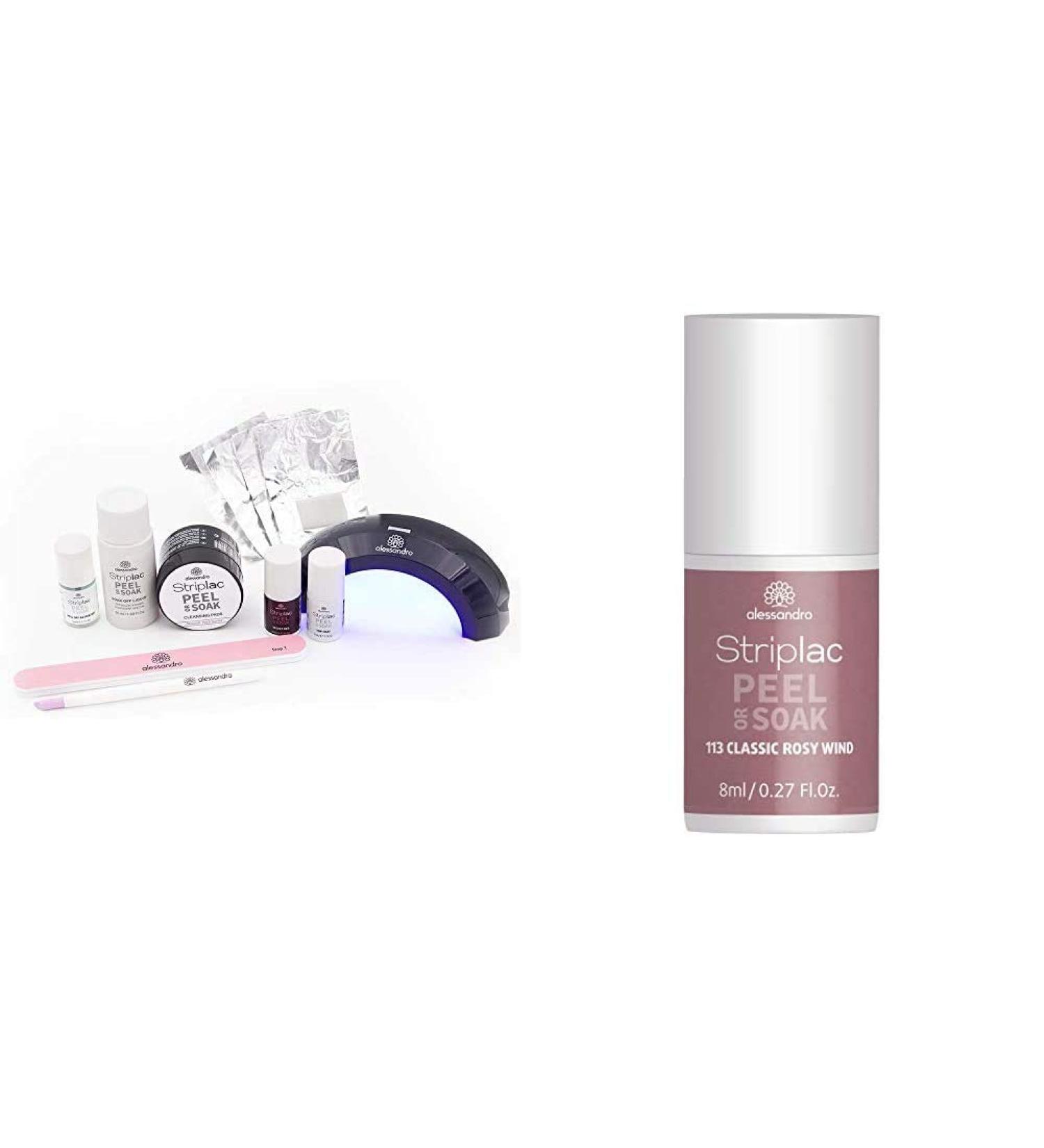 Alessandro Striplac Peel or SAK Starter Kit | Perfect Nails in 15 Minutes - LED Nail Polish Set & Classic Rosy Wind 8ml - Buy Online on GoSupps.com