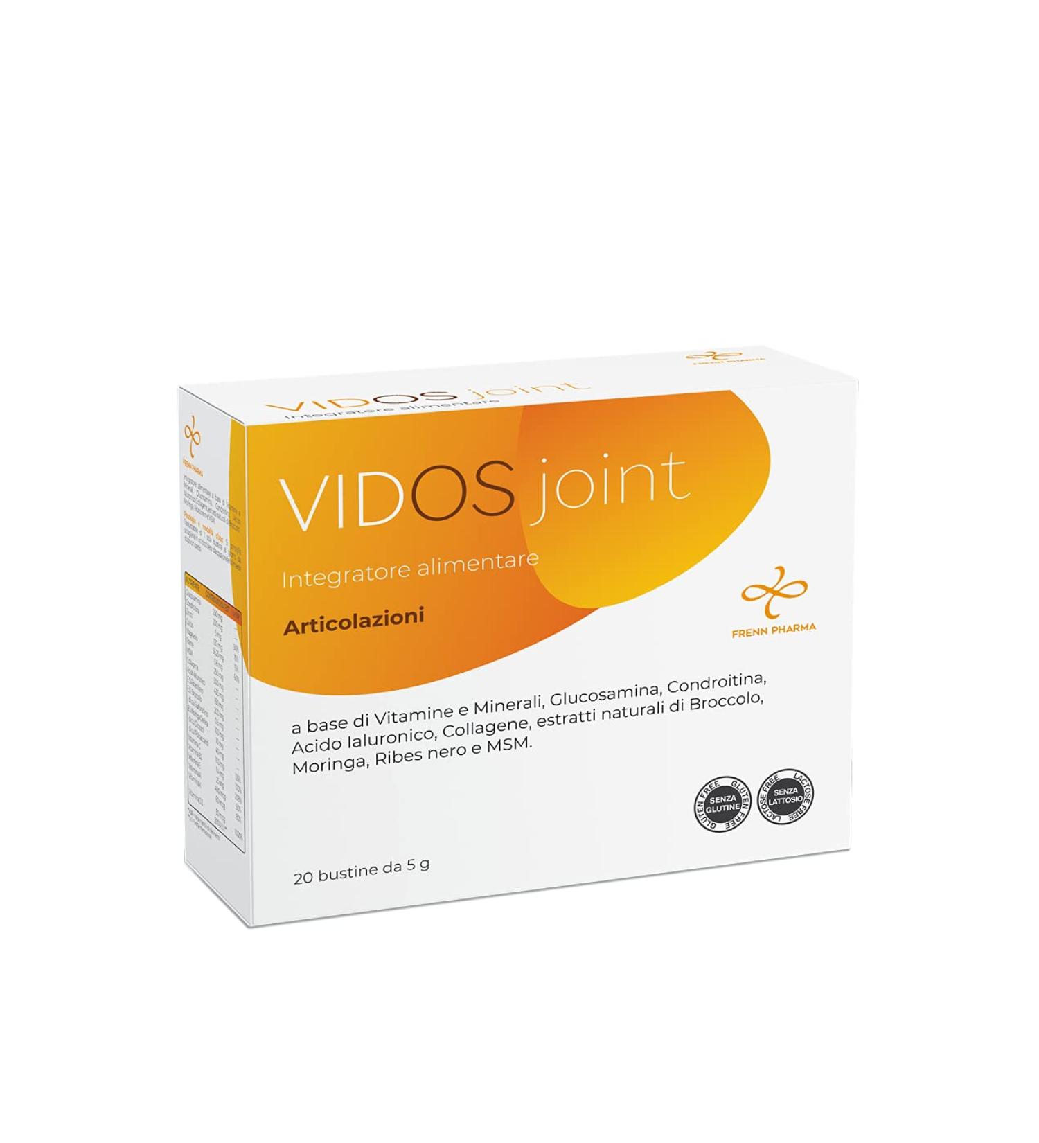 FRENNPHARMA SRL Vidos Joint multinutrient for bone cartilage and tendon tissue Natural antiinflammatory activity 980774881 glutenfree lactosefree complete supplement for joint wellbeing - Buy Online on GoSupps.com
